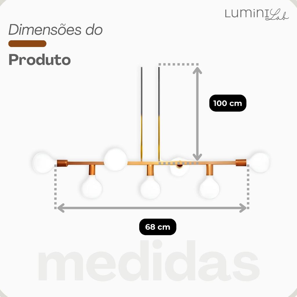 Pendente Rubis Aluminio Teto E27 7 Luzes Lumini Lab