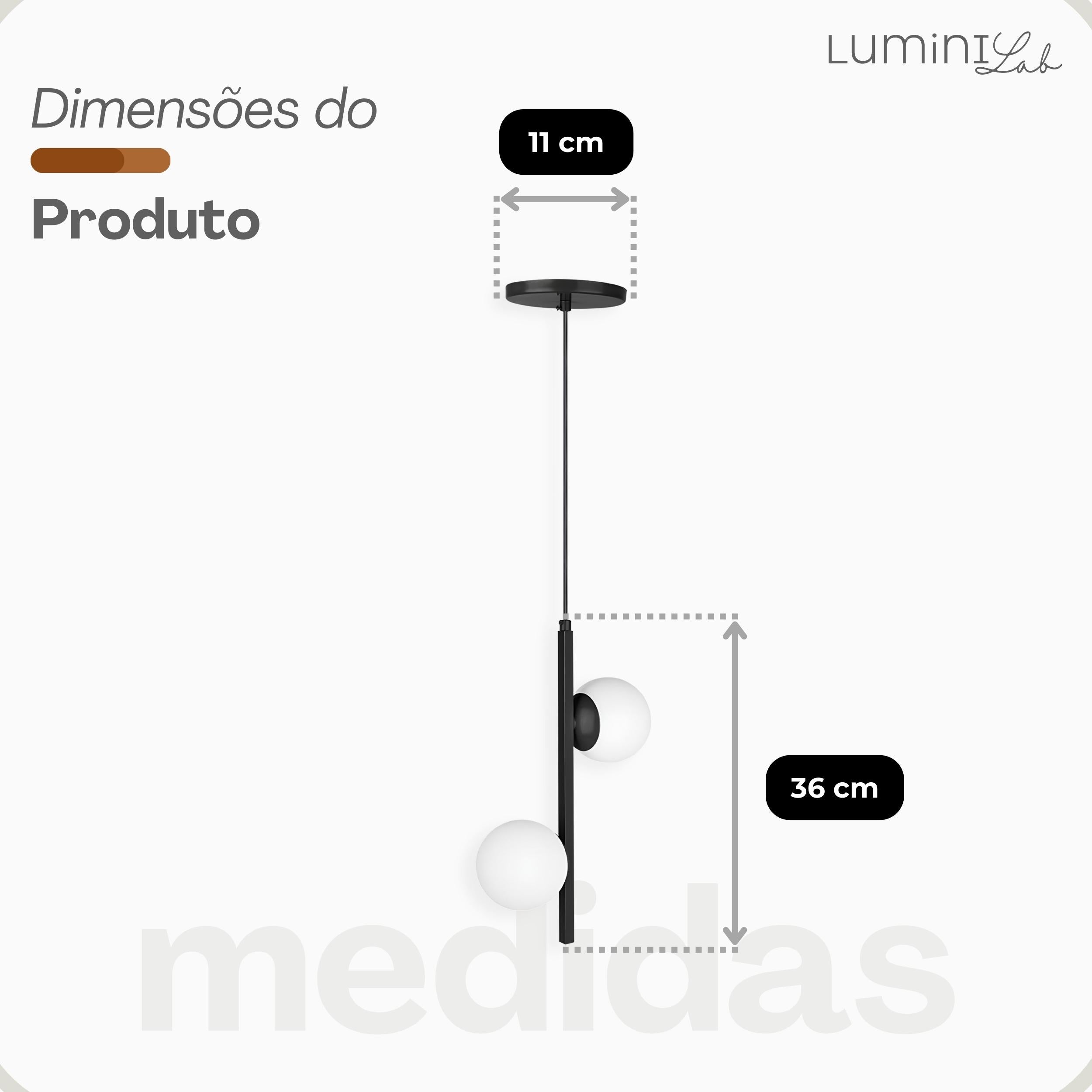Pendente Bahrein Aluminio Teto Cabo 1 metro 2 Luzes G9 D12 Bivolt Lumini Lab
