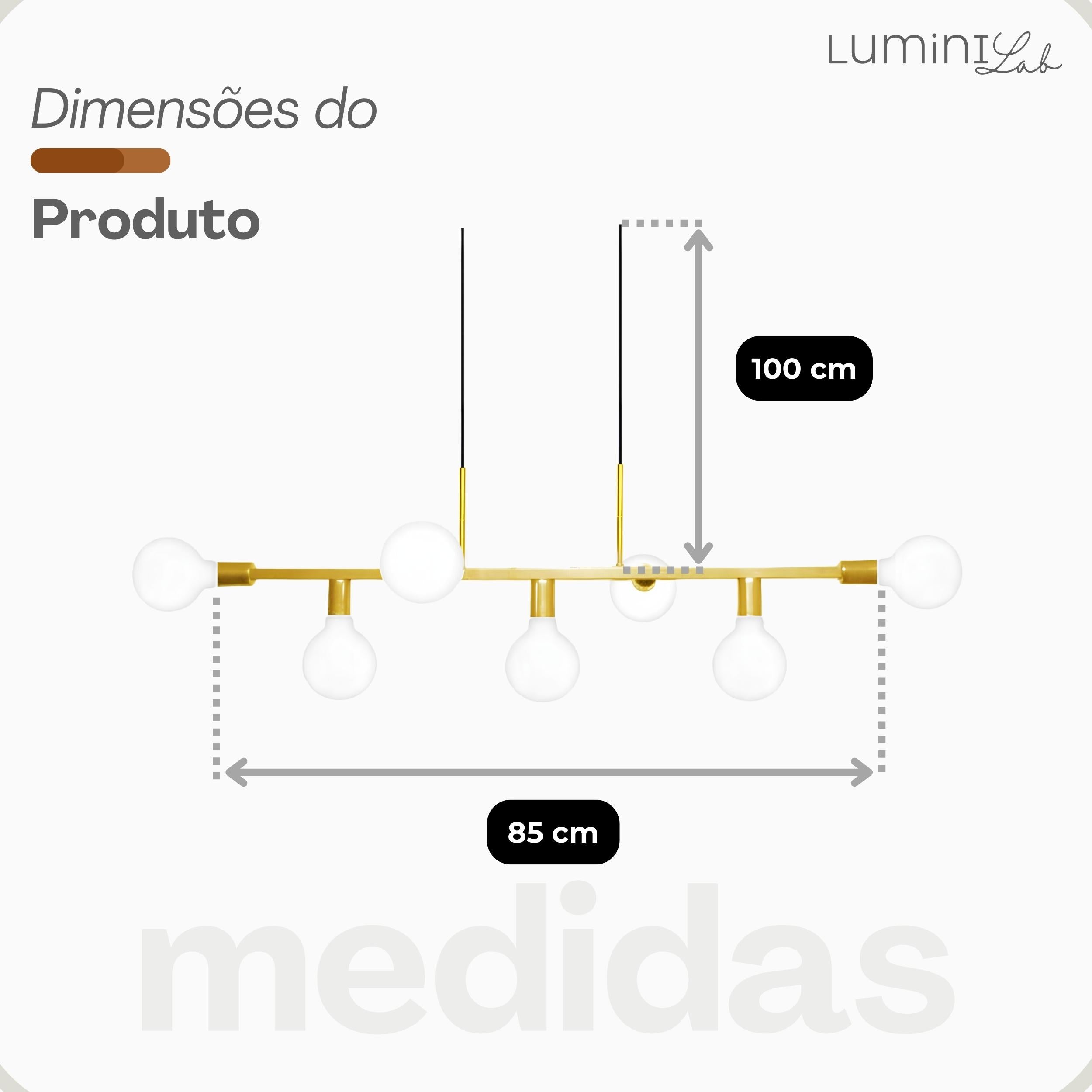 Pendente Ciciliano Aluminio Teto E27 7 Luzes Lumini Lab
