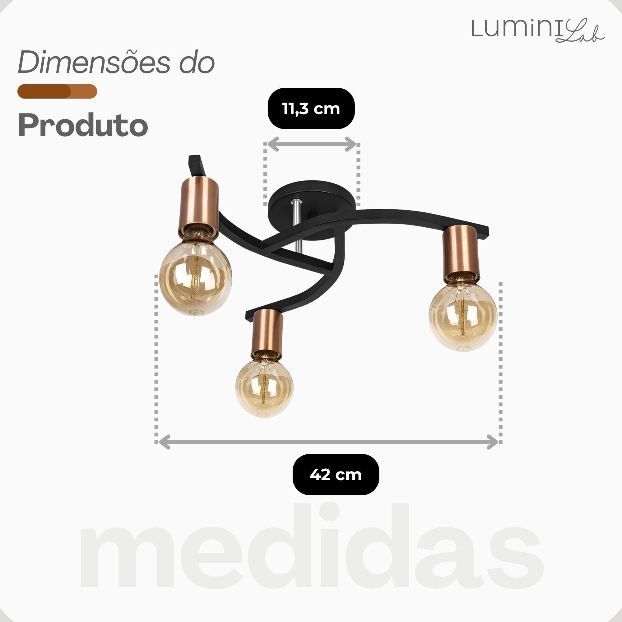 Plafon Marrakesh Aluminio Teto E27 3 Luzes Lumini Lab