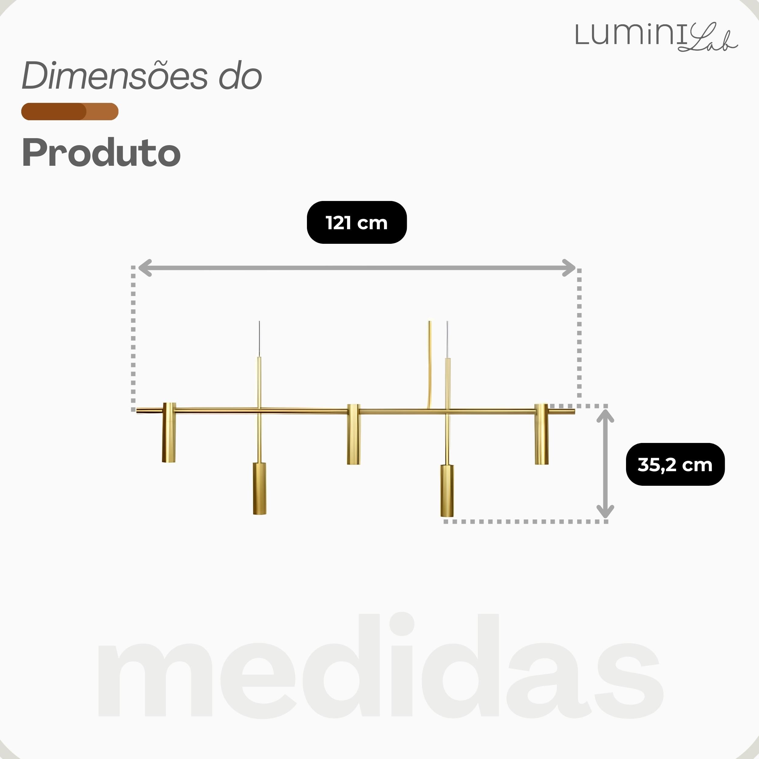 Pendente Lux Aluminio Teto GU10 5 Luzes Lumini Lab