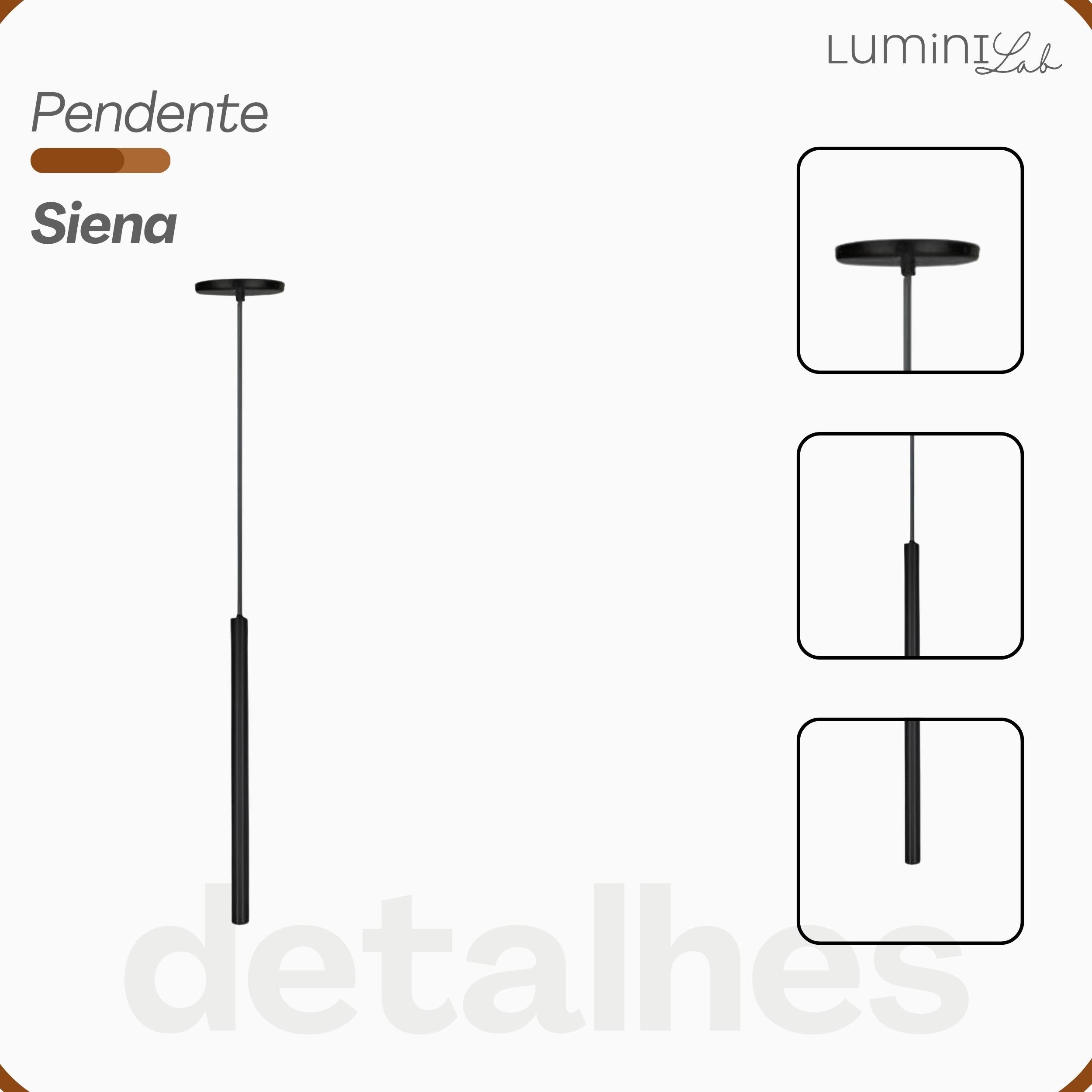 Pendente Siena 50 Aluminio Teto GU10 1 Luz Lumini Lab
