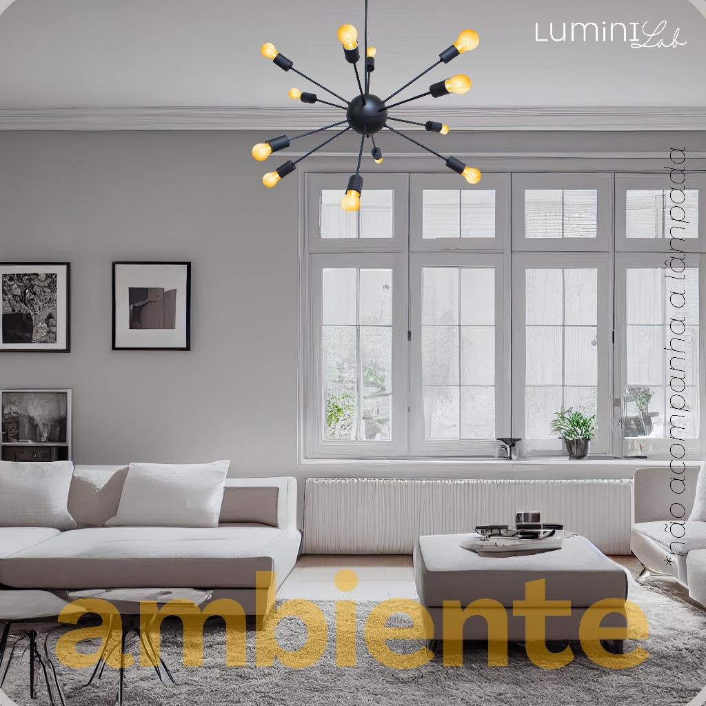 Pendente Sputnik Aluminio Teto E27 12 Luzes Lumini Lab