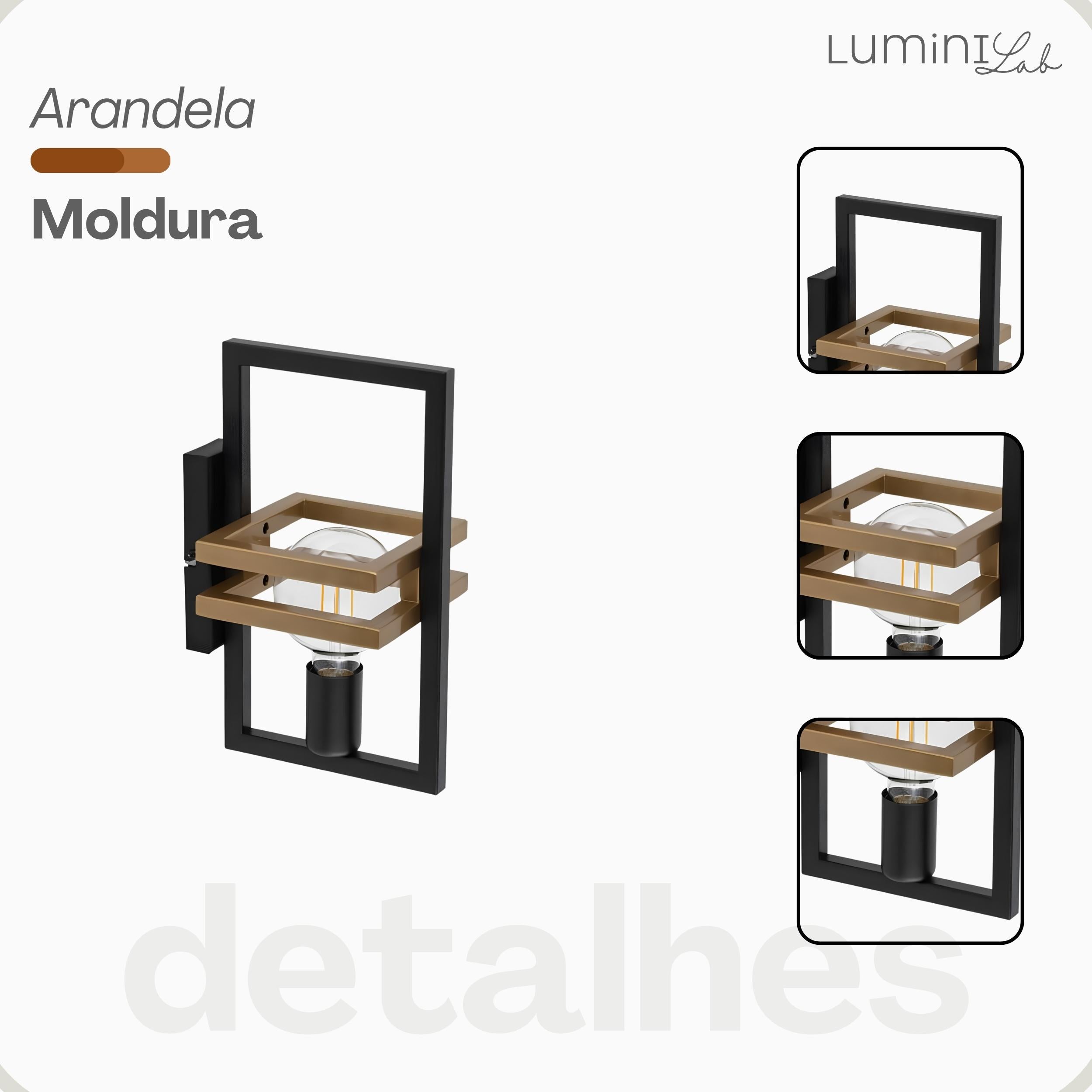 Arandela Moldura Aluminio Parede 1 Luz E27 Bivolt Lumini Lab