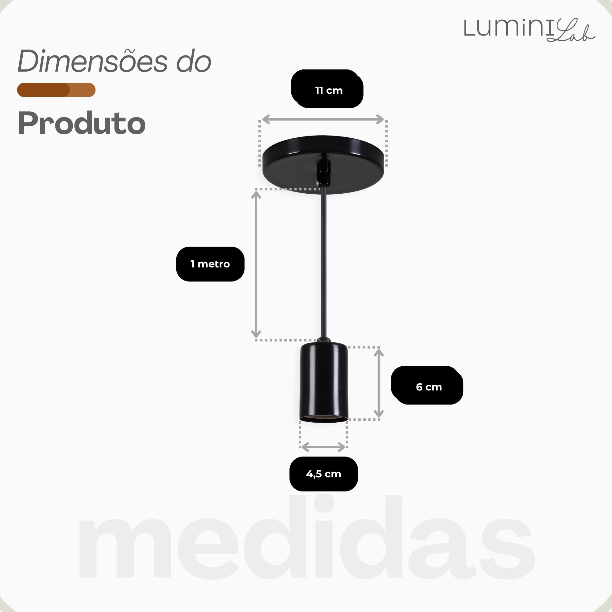 Pendente Copinho Aluminio Teto E27 1 Luz Lumini Lab