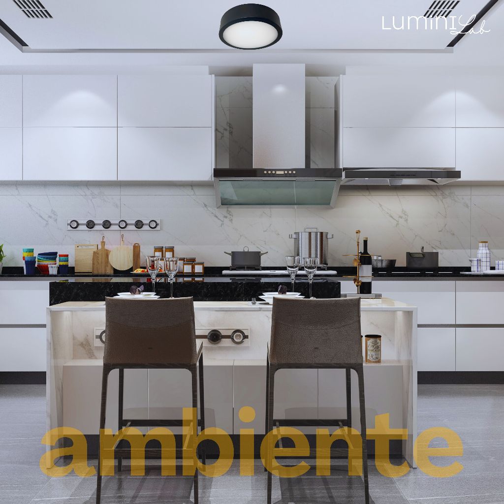 Plafon D250 Aluminio Teto E27 2 Luzes Lumini Lab