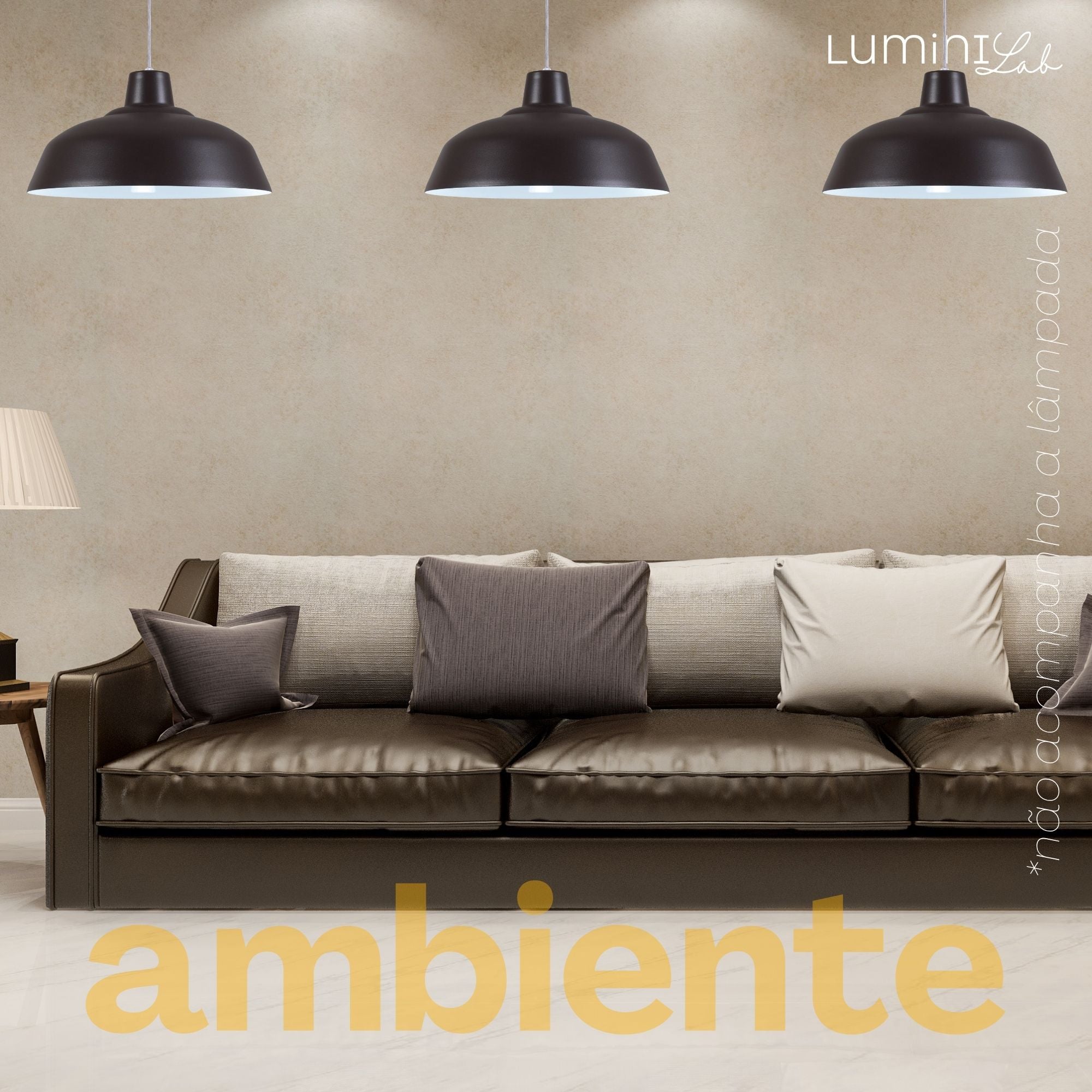 Pendente Retro Aluminio Teto Cabo 1 metro 1 Luz E27 Bivolt Lumini Lab