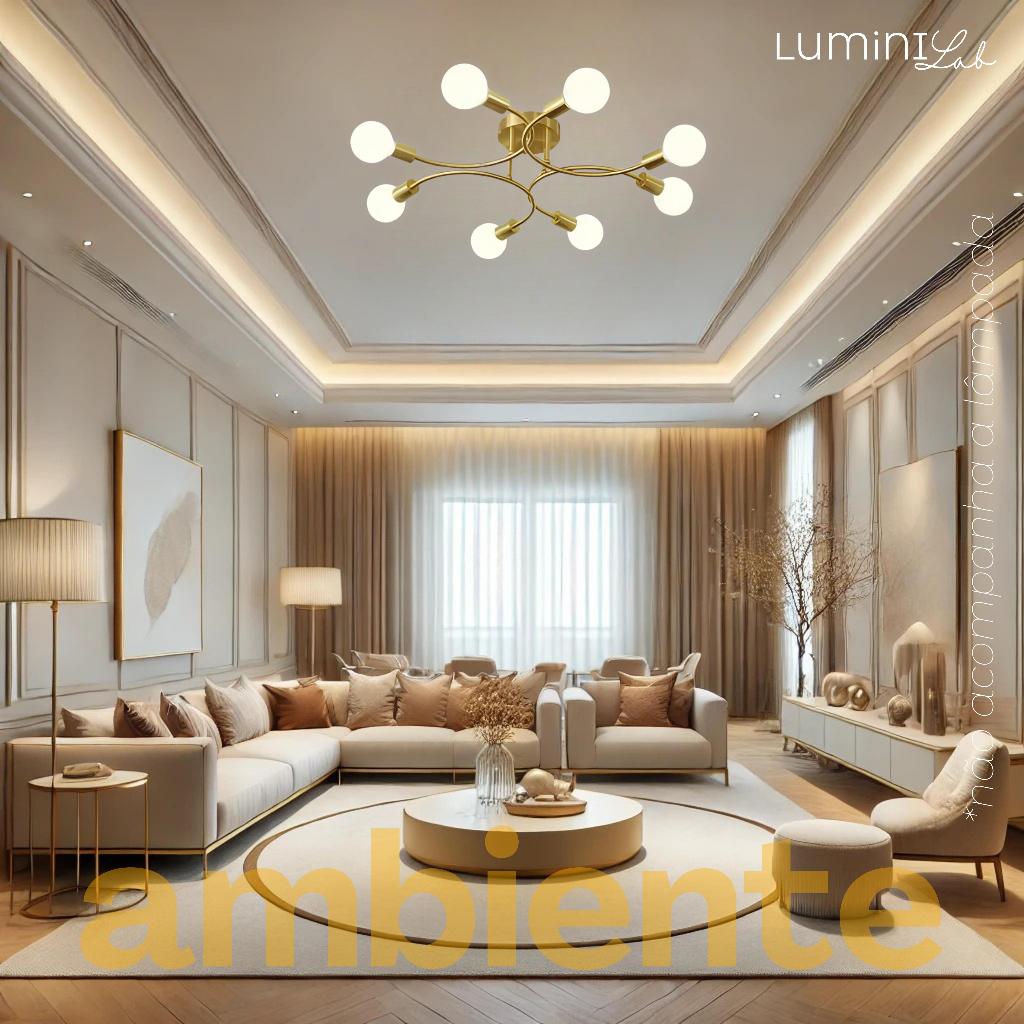 Plafon Max Aluminio Teto E27 8 Luzes Lumini Lab