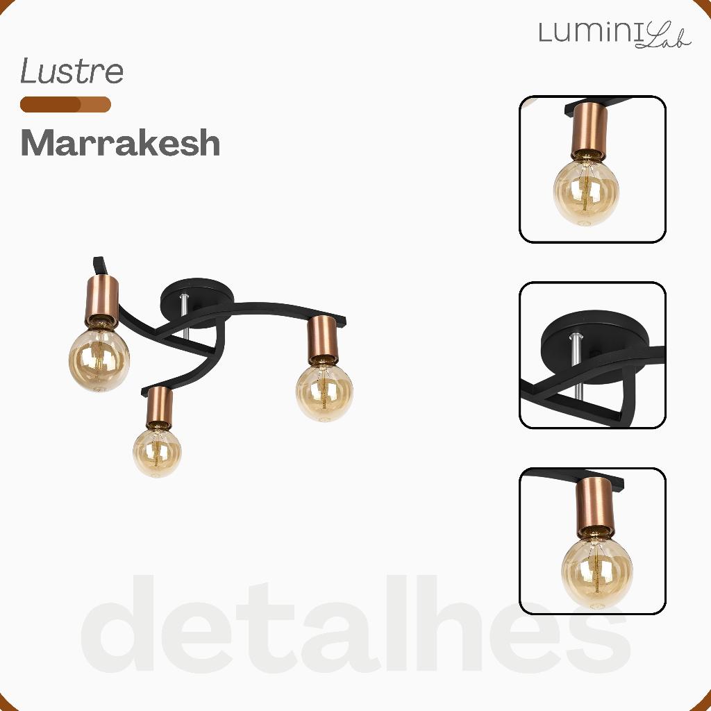 Plafon Marrakesh Aluminio Teto E27 3 Luzes Lumini Lab
