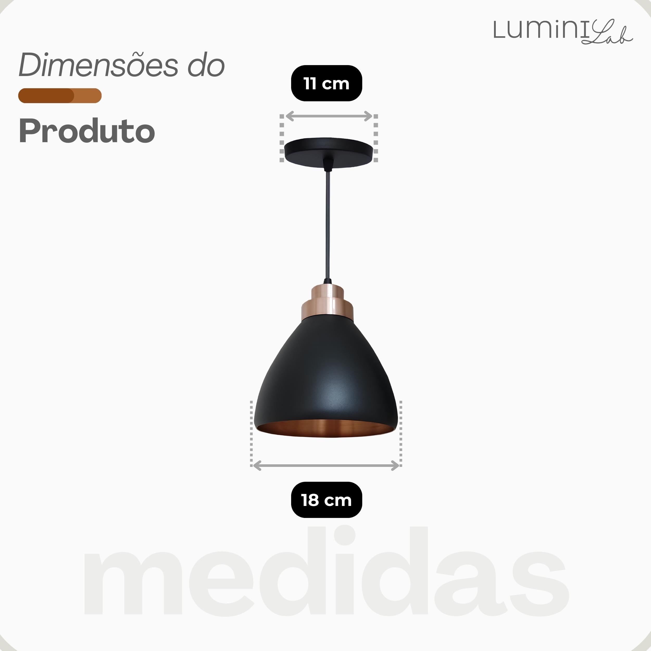 Pendente Moscou Aluminio Teto E27 1 Luz Lumini Lab