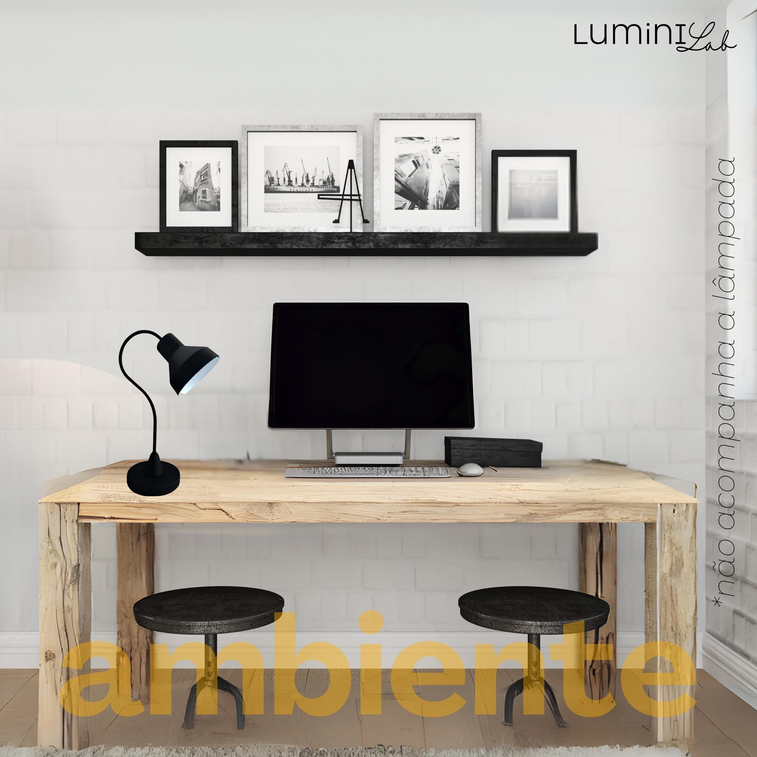 Luminaria de Mesa Viena Aluminio E27 1 Luz Fixa Lumini Lab
