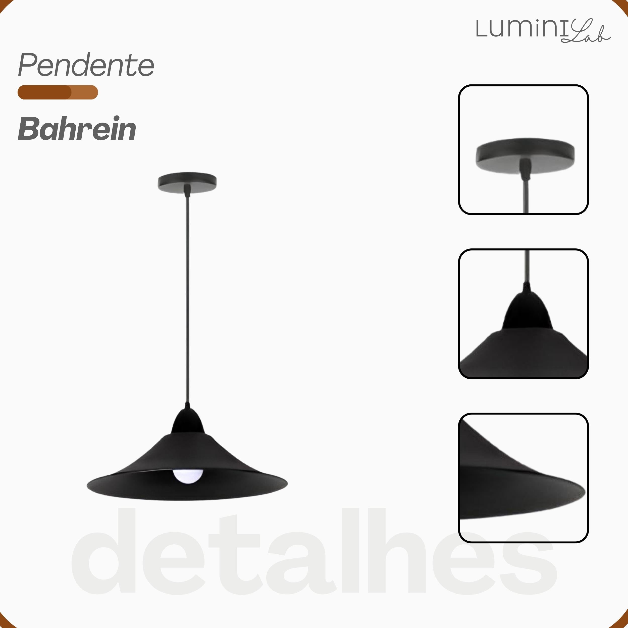 Pendente Bahrein Aluminio Teto E27 1 Luz Lumini Lab
