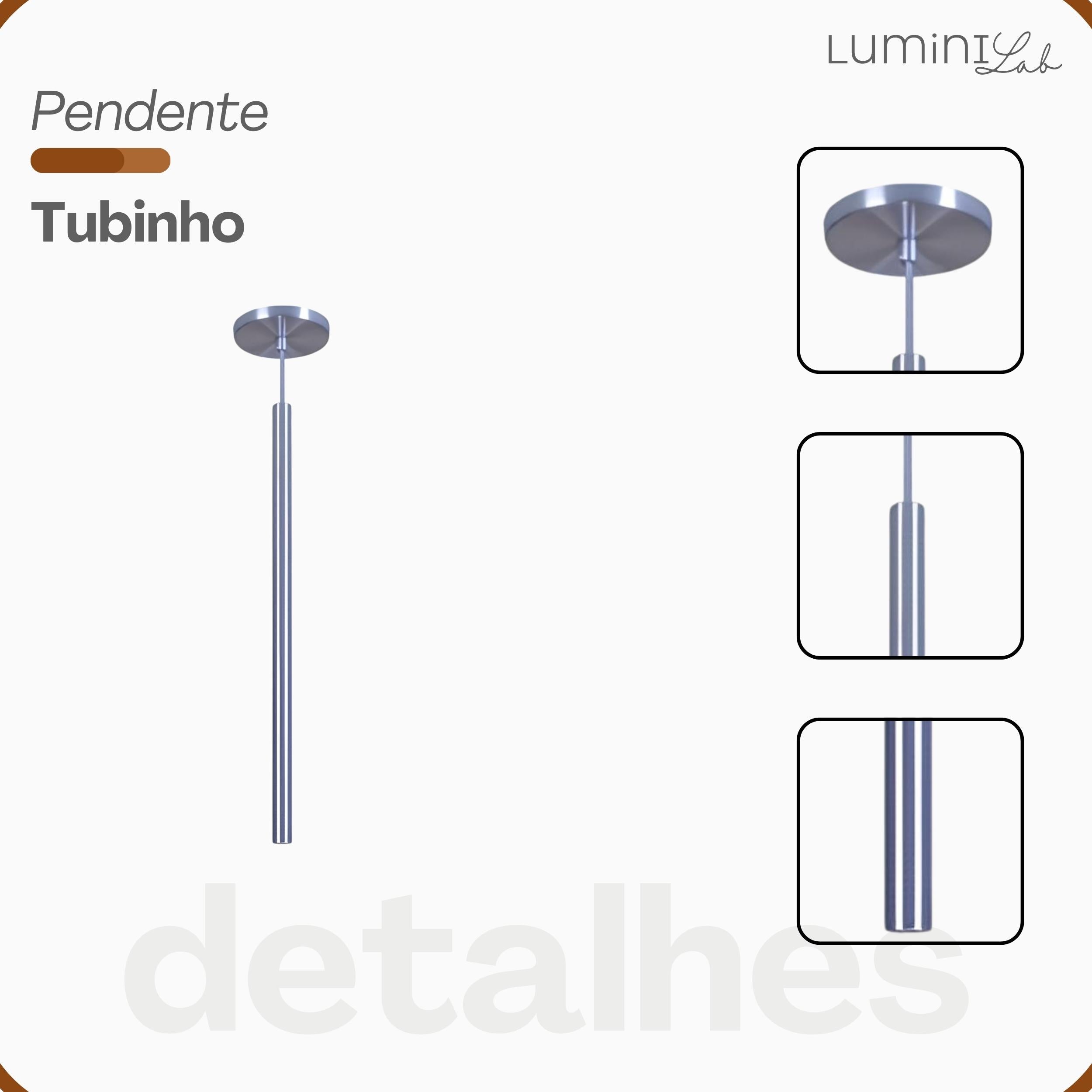 Pendente Tubinho Aluminio Teto Cabo 1 metro 1 Luz GU10 Bivolt Lumini Lab
