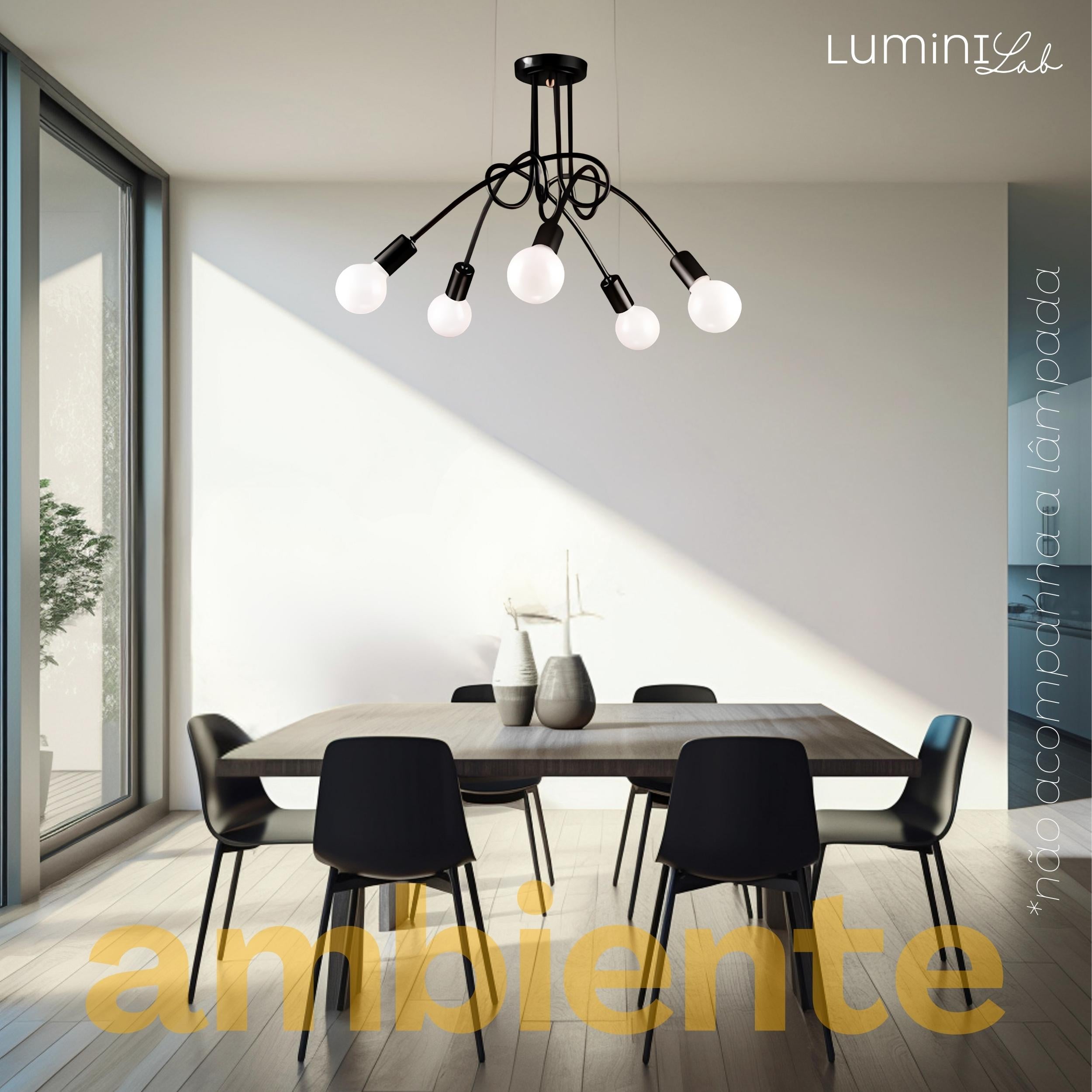Plafon Laço Aluminio Teto E27 5 Luzes Lumini Lab