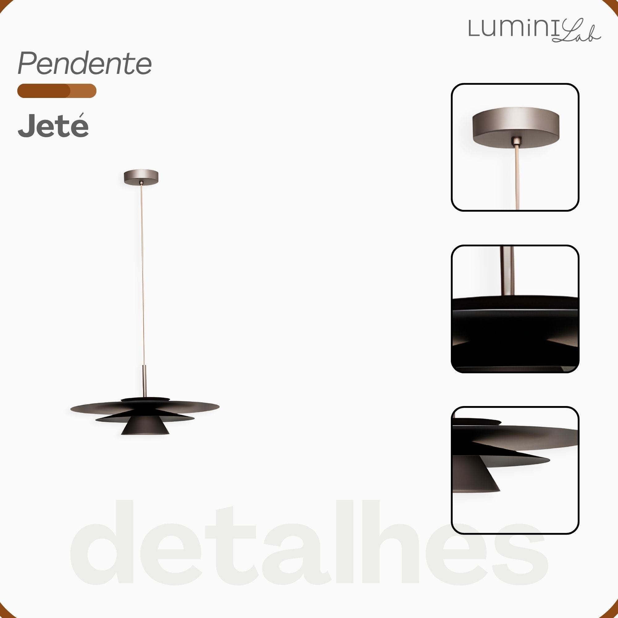 Pendente Jete D400 Aluminio Teto Cabo 1 metro 1 Luz GU10 Bivolt Lumini Lab