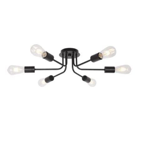 Plafon Aranha Aluminio Teto 6 Luzes E27 Bivolt Lumini Lab