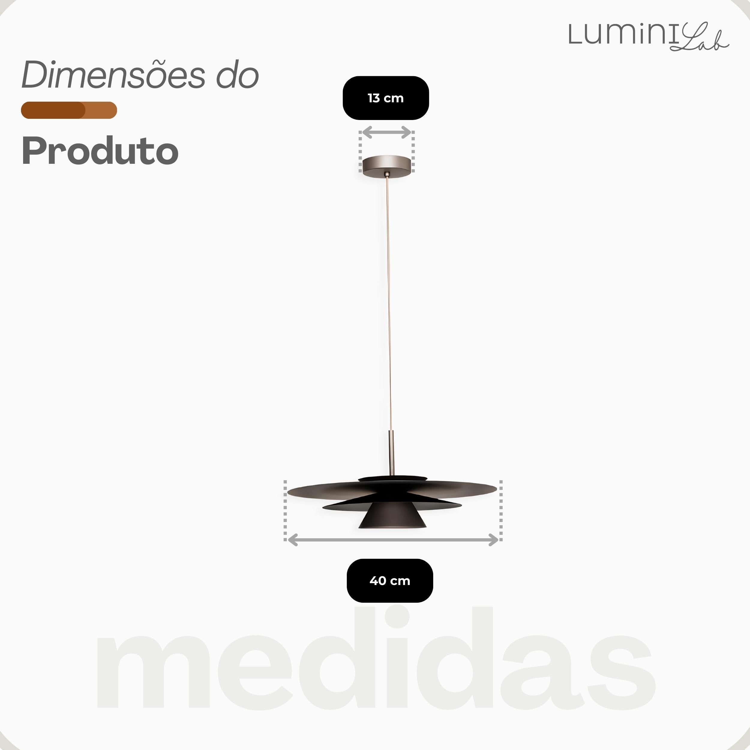 Pendente Jete D400 Aluminio Teto Cabo 1 metro 1 Luz GU10 Bivolt Lumini Lab