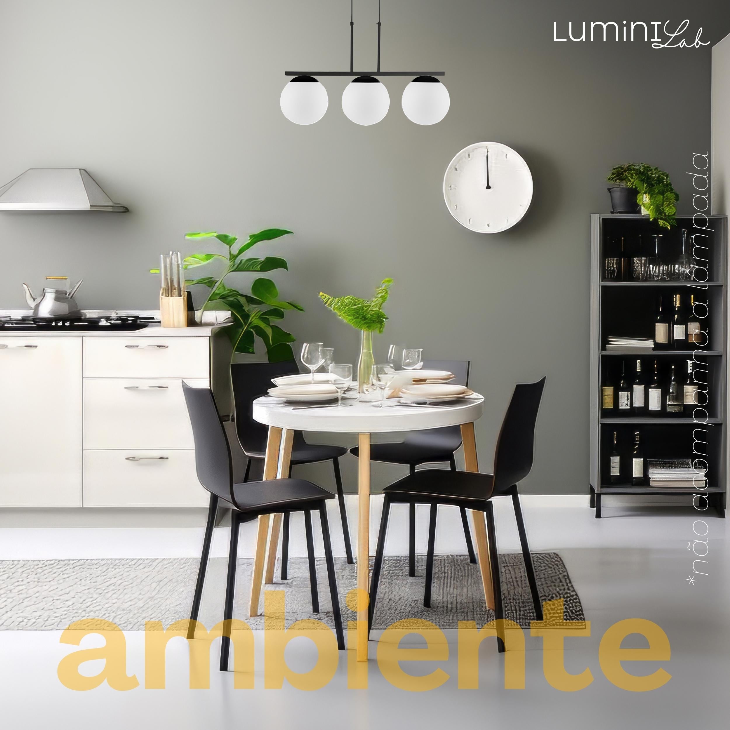 Pendente Hanover Aluminio D15 Teto E27 3 Luzes Lumini Lab