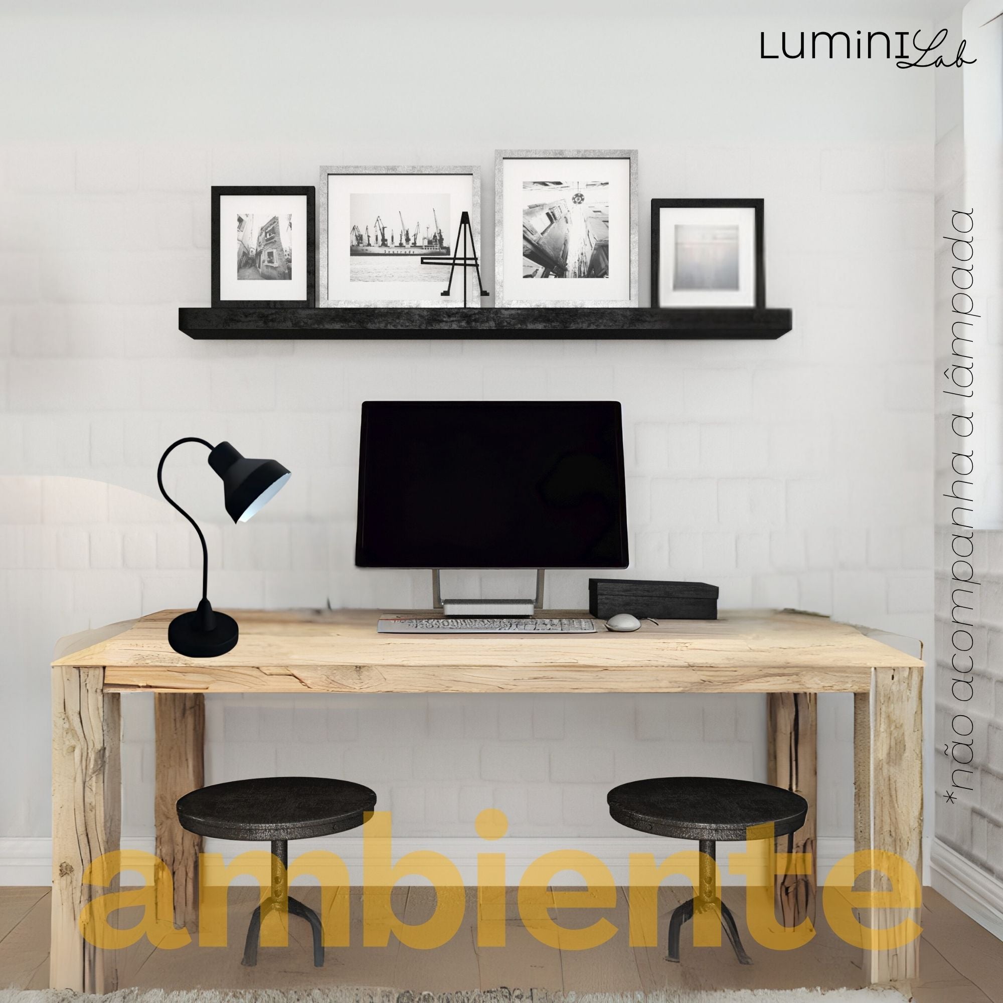 Luminaria de Mesa Viena Aluminio E27 1 Luz Fixa Lumini Lab