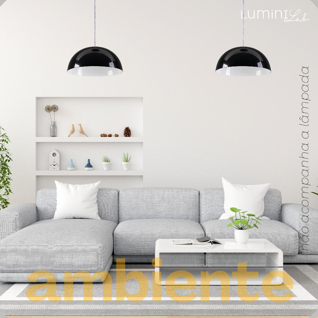 Pendente Meia Lua 30 cm Aluminio Teto E27 1 Luz Lumini Lab