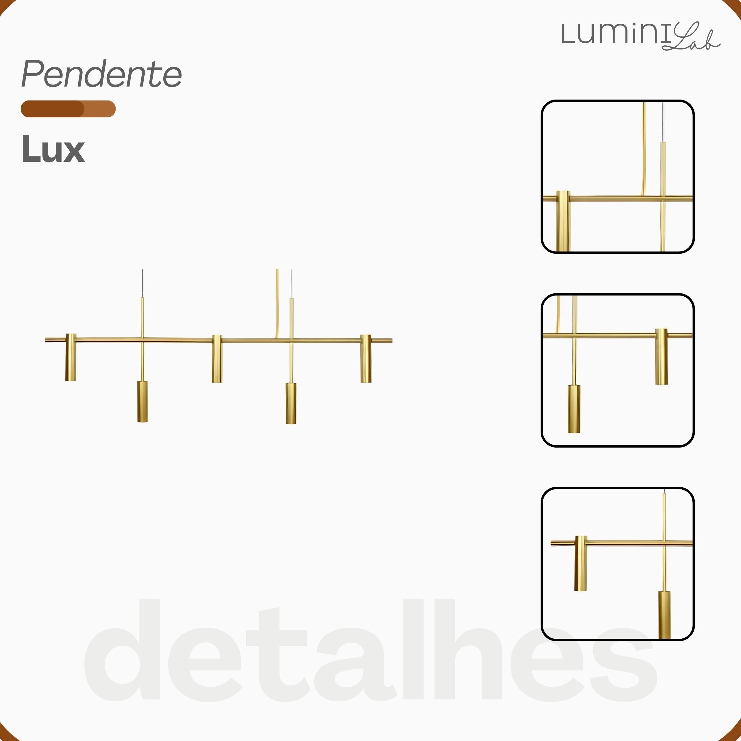 Pendente Lux Aluminio Teto GU10 5 Luzes Lumini Lab