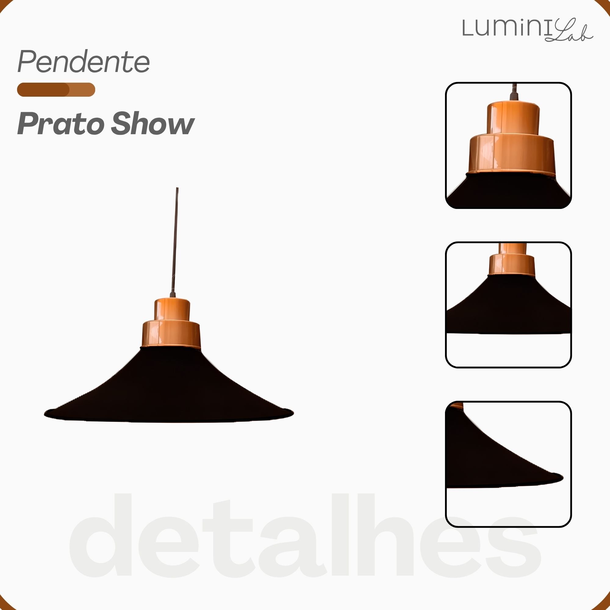 Pendente Prato Show Aluminio Teto E27 1 Luz Lumini Lab