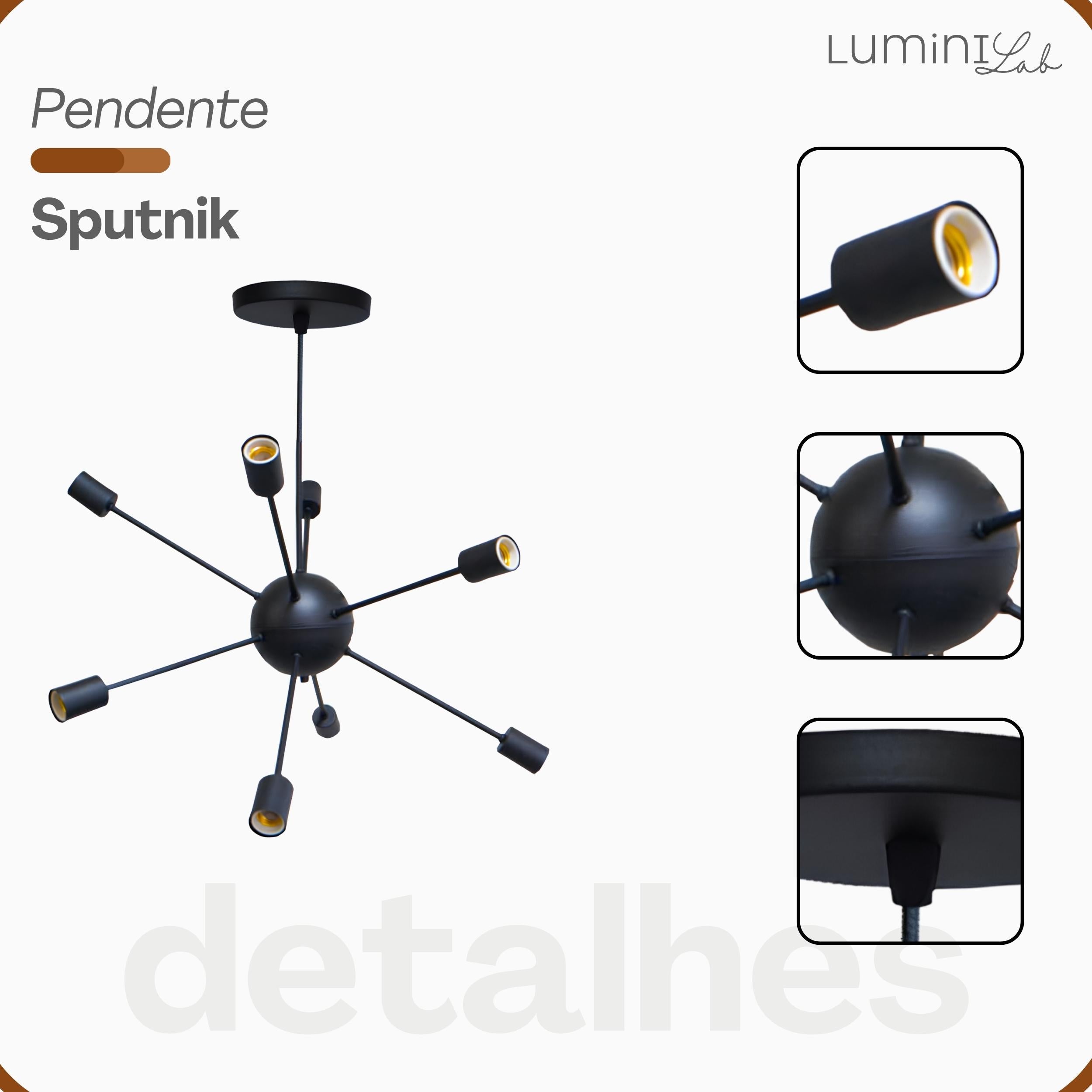 Pendente Sputnik Aluminio 8 Luzes E27 Lumini Lab
