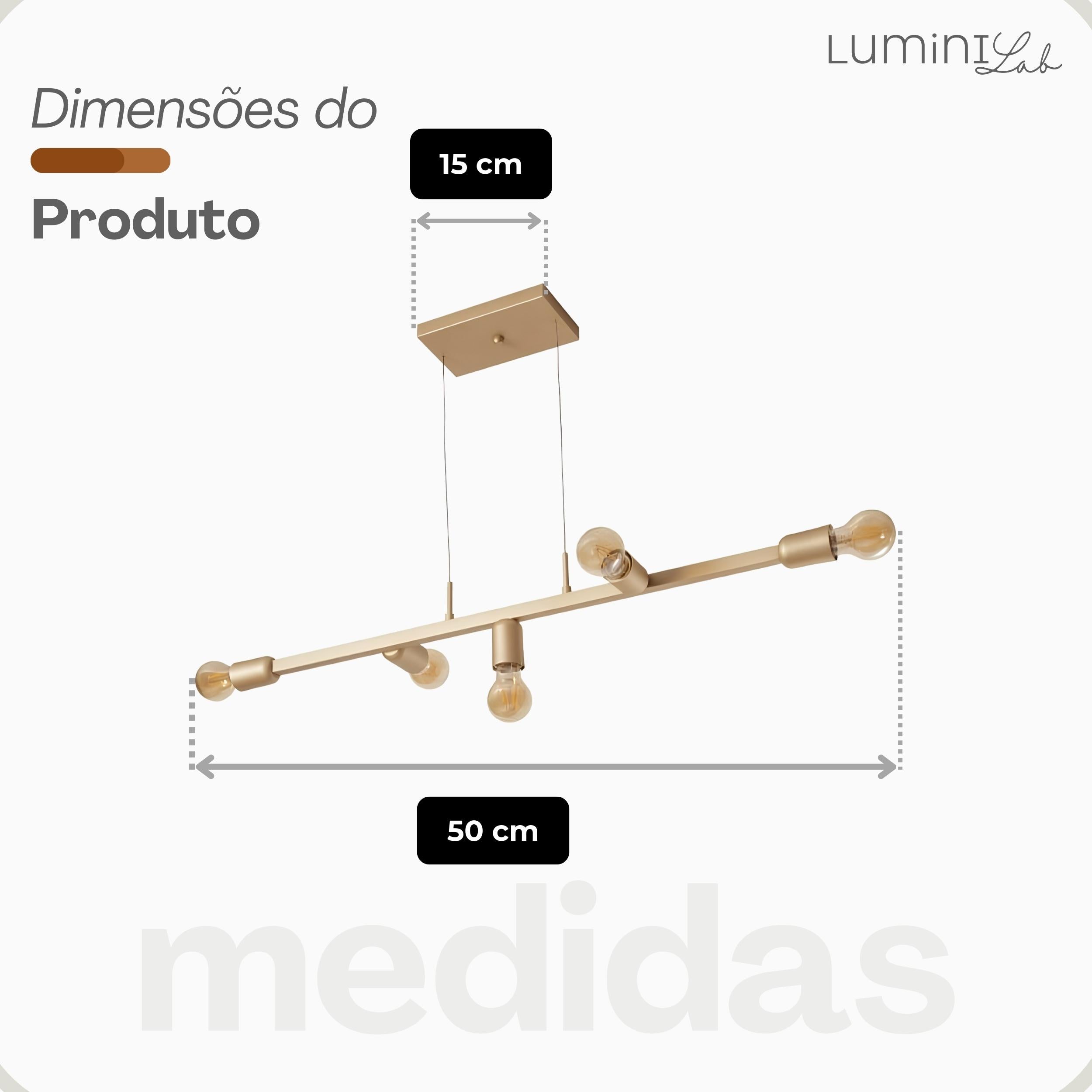 Pendente Tazza Aluminio Teto E27 5 Luzes Lumini Lab