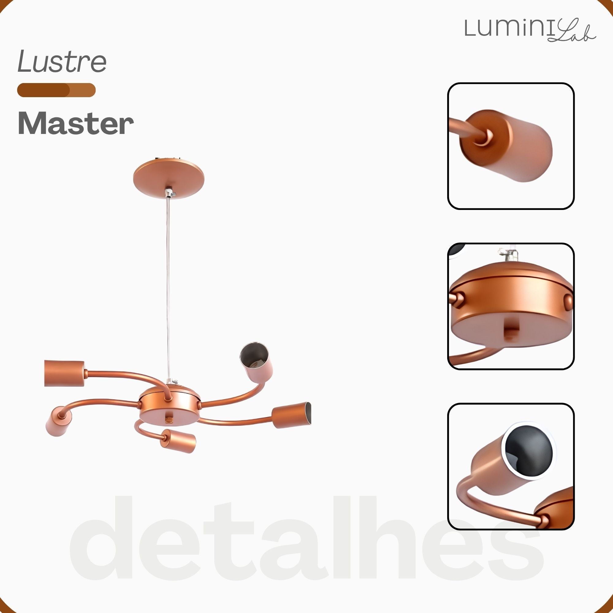 Pendente Master Aluminio Teto Cabo 1 metro 5 Luzes E27 Bivolt Lumini Lab
