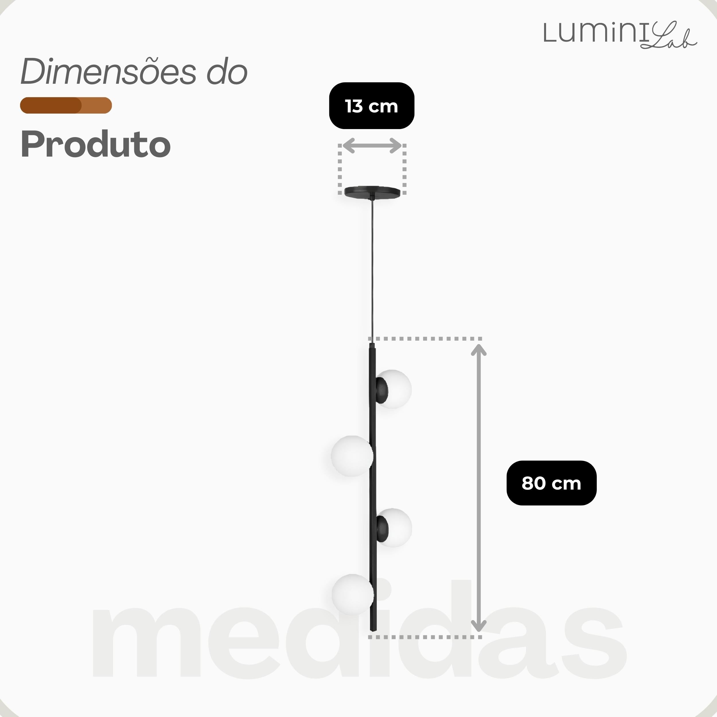 Pendente Bahrein Aluminio Teto Cabo 1 metro 4 Luzes G9 D12 Bivolt Lumini Lab
