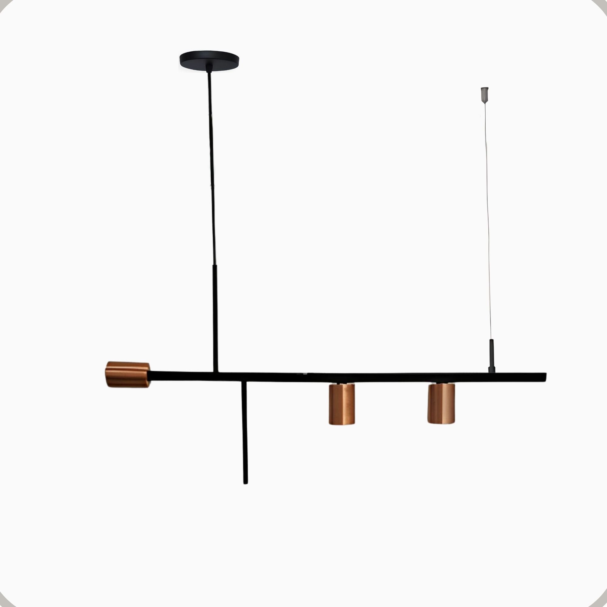 Pendente Fuzue Aluminio Teto E27 3 Luzes Lumini Lab