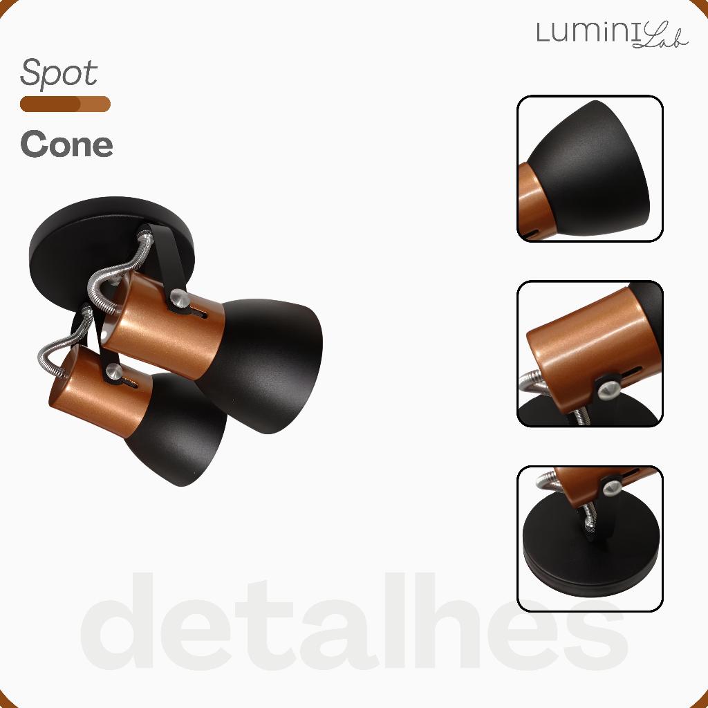 Spot Cone Aluminio 2 Lâmpadas E27 Lumini Lab