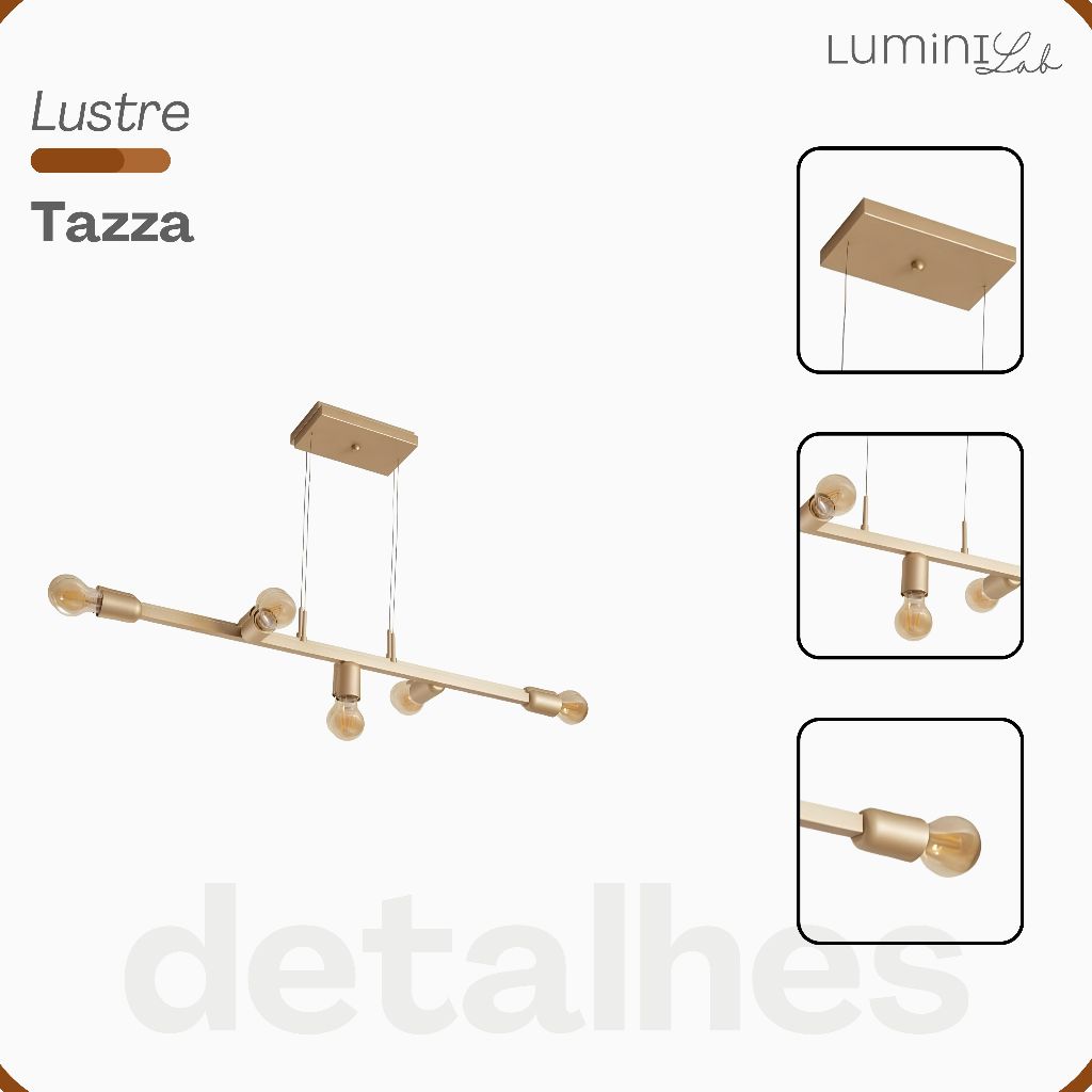 Pendente Tazza Aluminio Teto E27 5 Luzes Lumini Lab