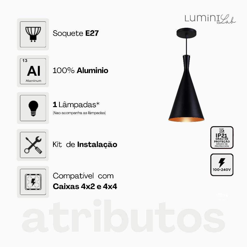 Pendente Tom Dixon Canada Aluminio Teto E27 1 Luz Lumini Lab