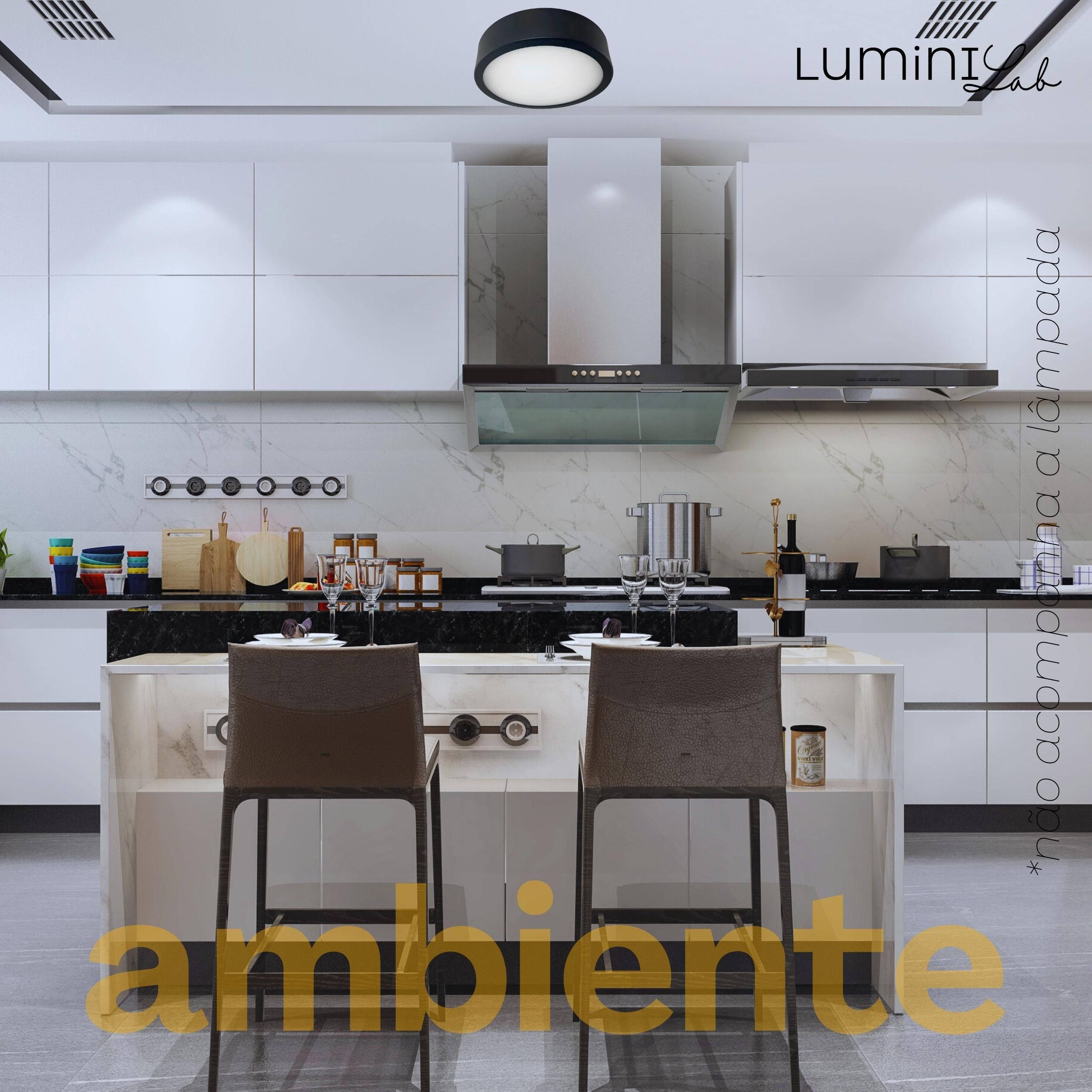 Plafon D250 Aluminio Teto E27 2 Luzes Lumini Lab