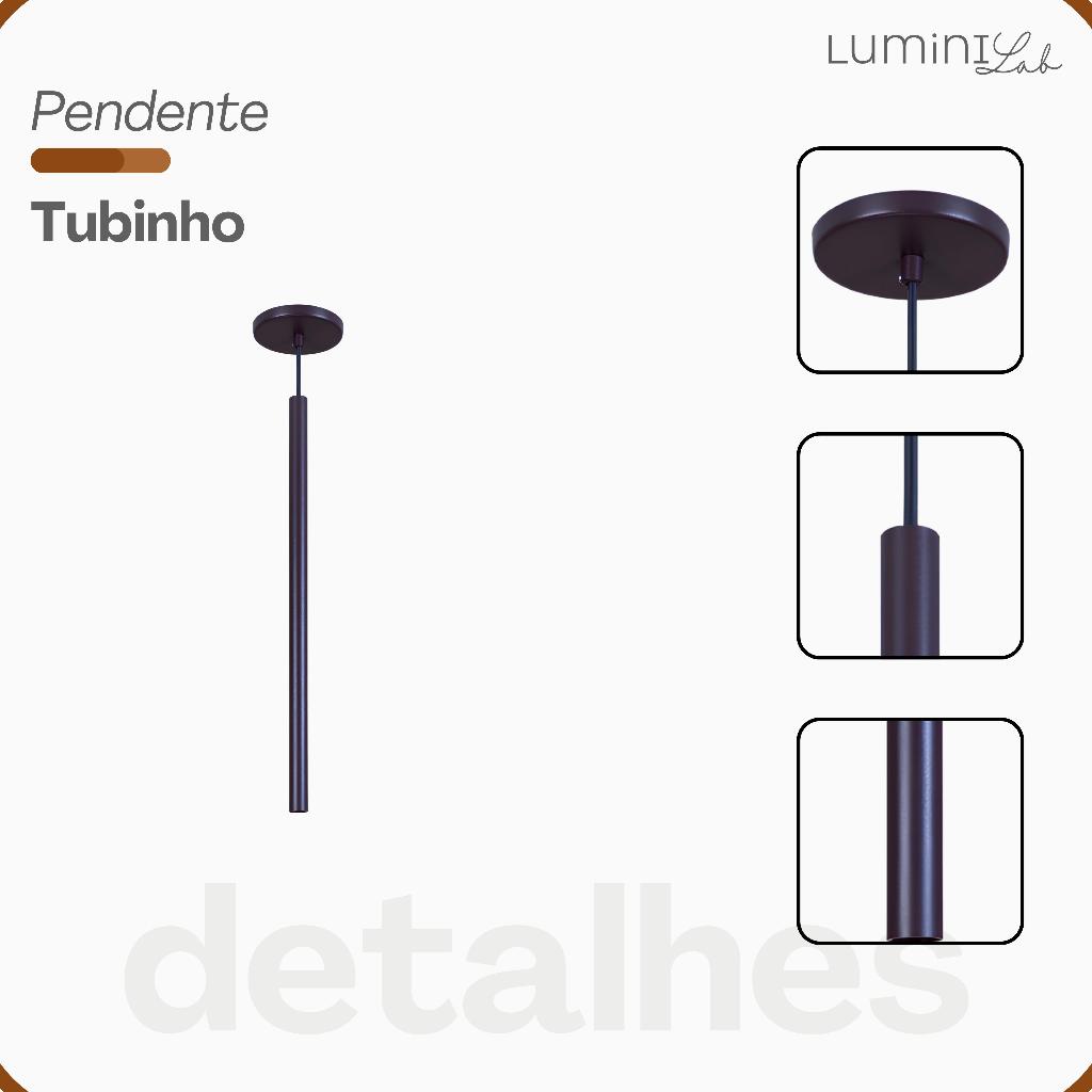 Pendente Tubinho Aluminio Teto Cabo 1 metro 1 Luz GU10 Bivolt Lumini Lab