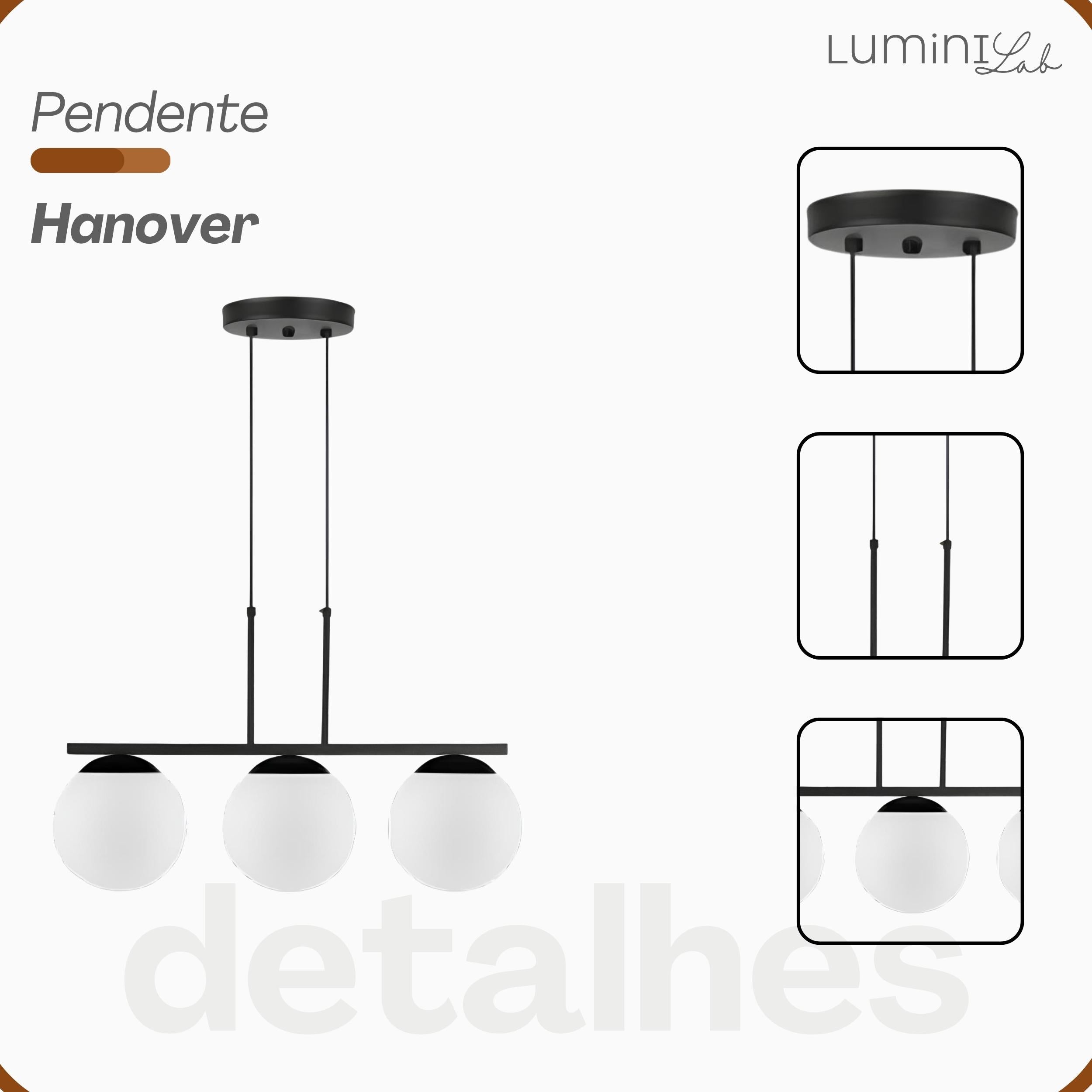 Pendente Hanover Aluminio D15 Teto E27 3 Luzes Lumini Lab