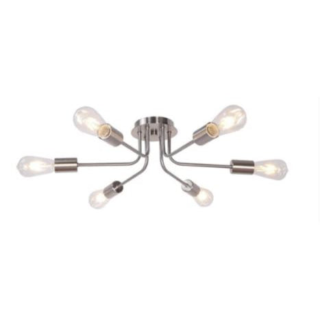 Plafon Aranha Aluminio Teto 6 Luzes E27 Bivolt Lumini Lab