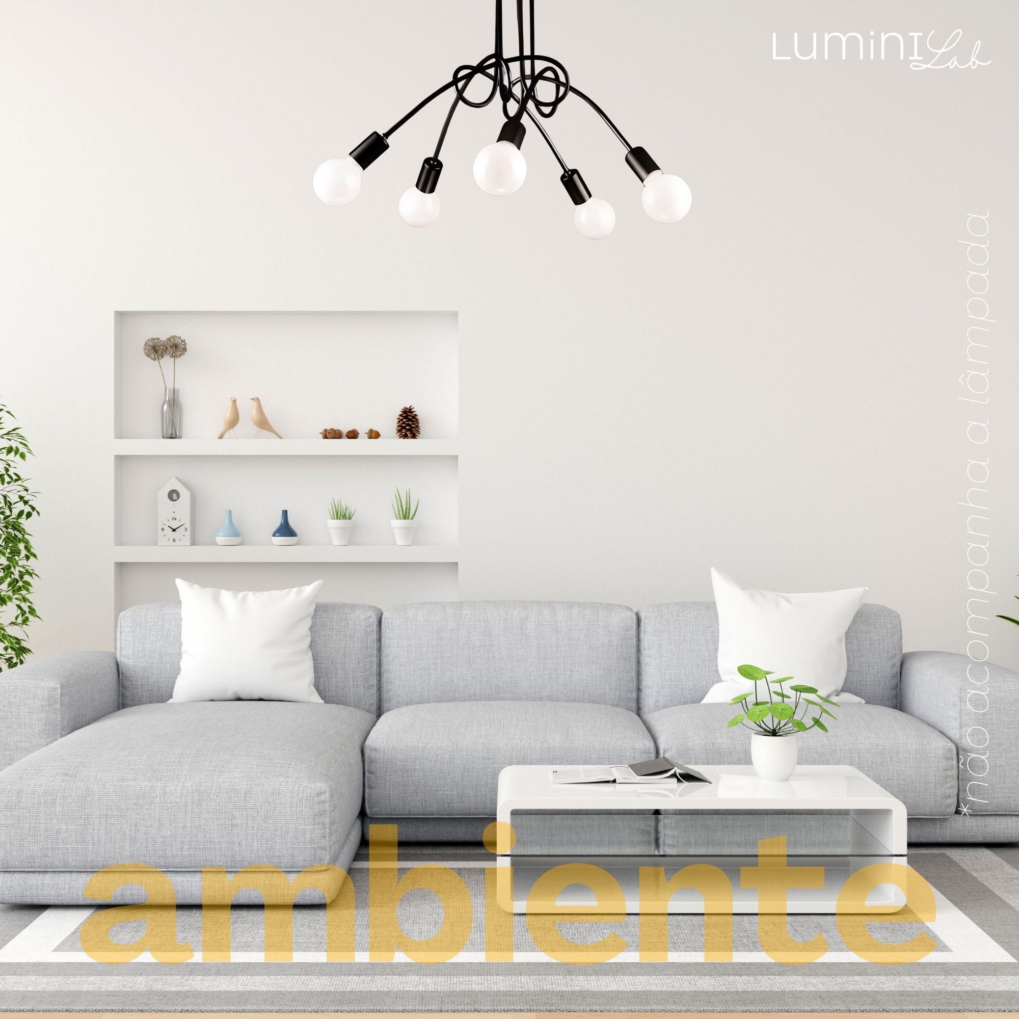 Plafon Laço Aluminio Teto E27 5 Luzes Lumini Lab