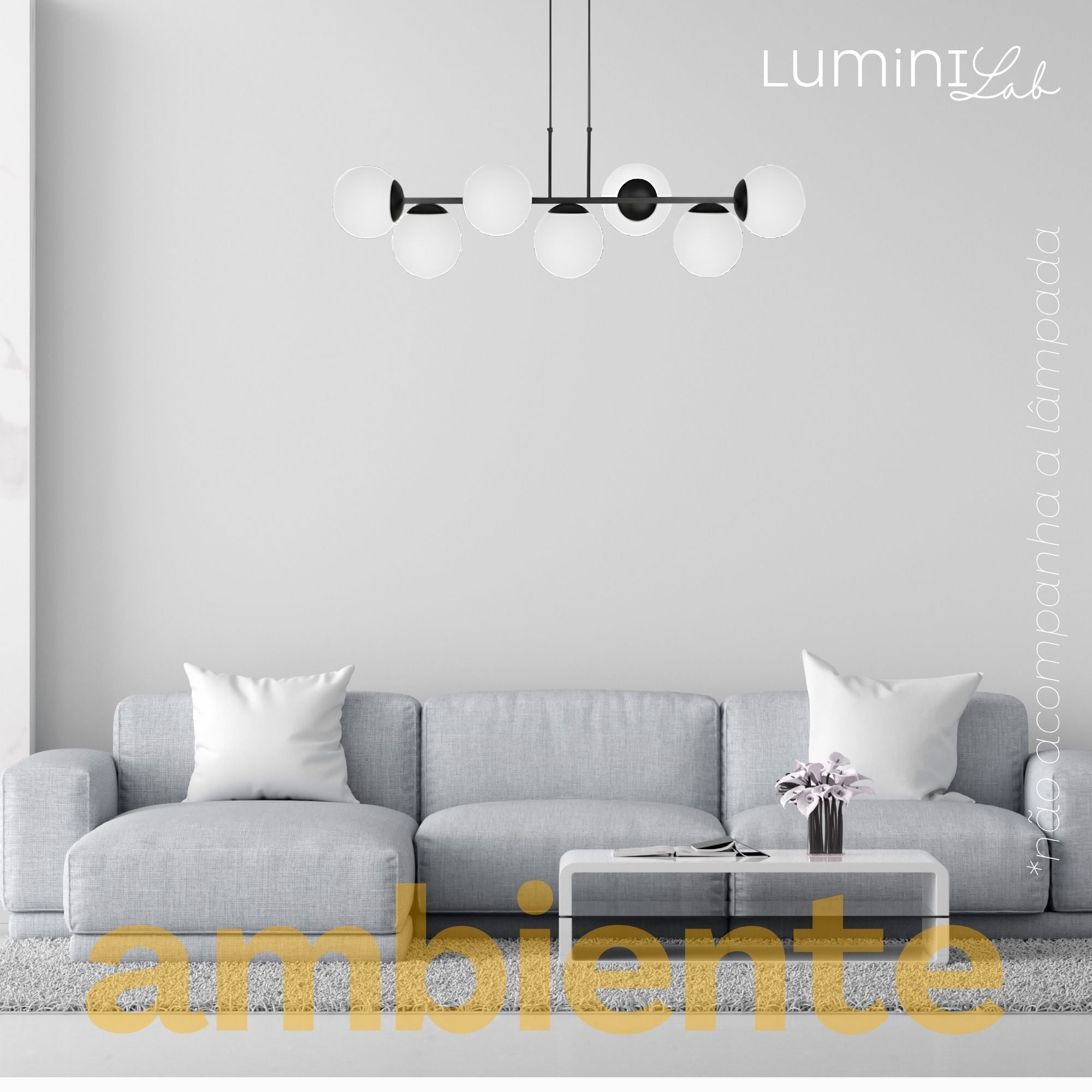 Pendente Hanover Aluminio D15 Teto E27 7 Luzes Lumini Lab
