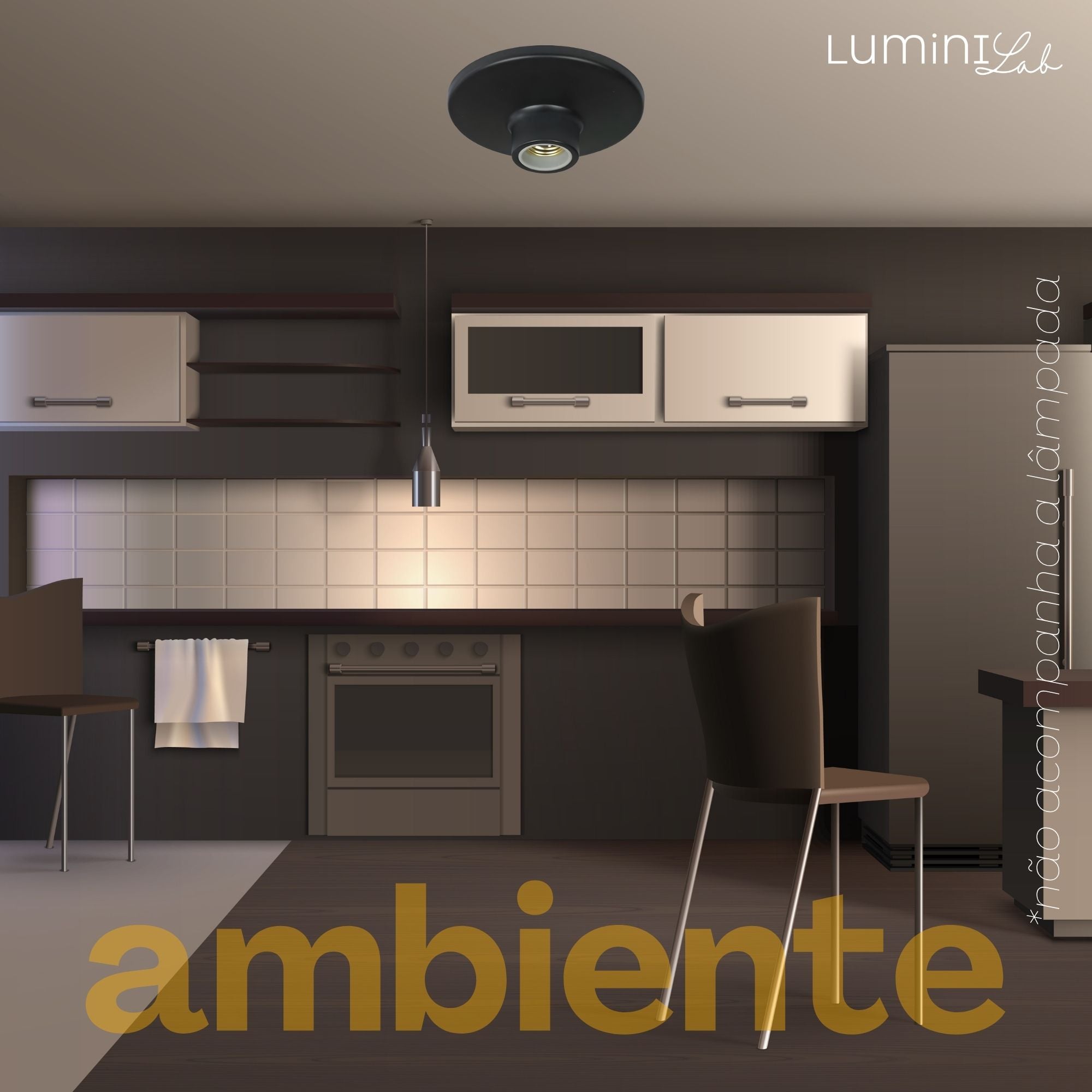 Plafon Plafonier Aluminio Teto E27 1 Luz Lumini Lab