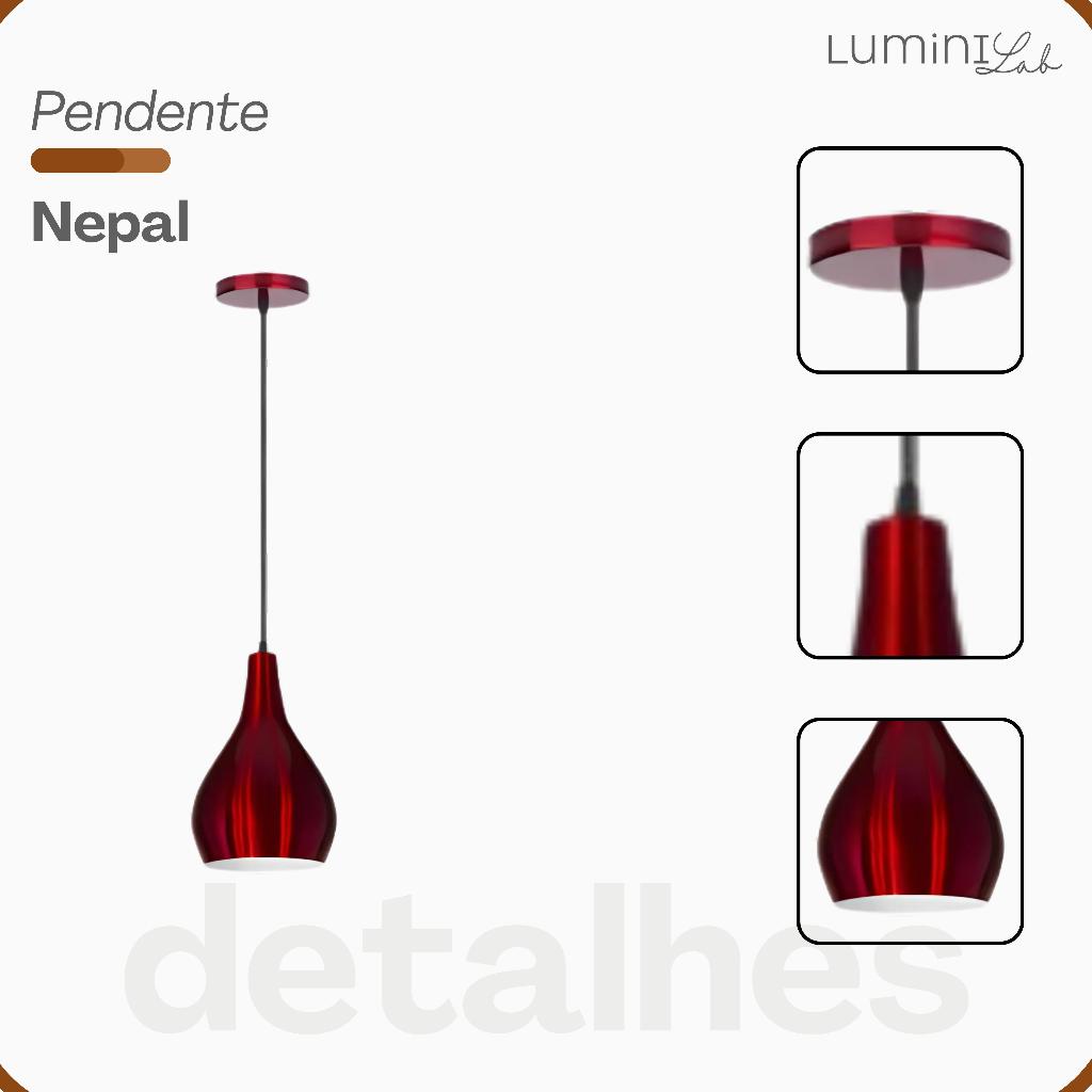 Kit 3x Pendente Nepal Aluminio Teto E27 1 Luz Lumini Lab
