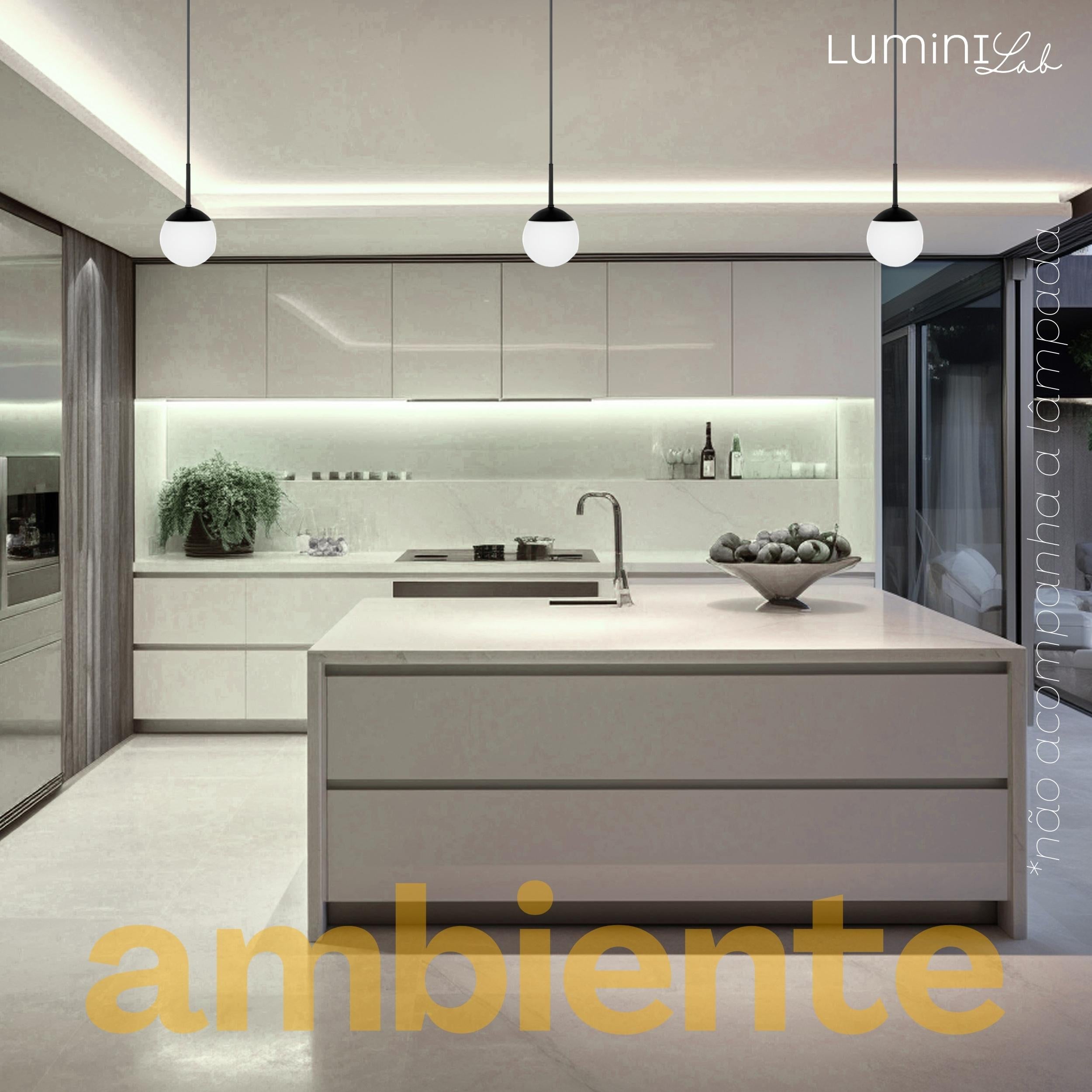 Pendente Orbe Aluminio D12 Teto G9 1 Luz Lumini Lab