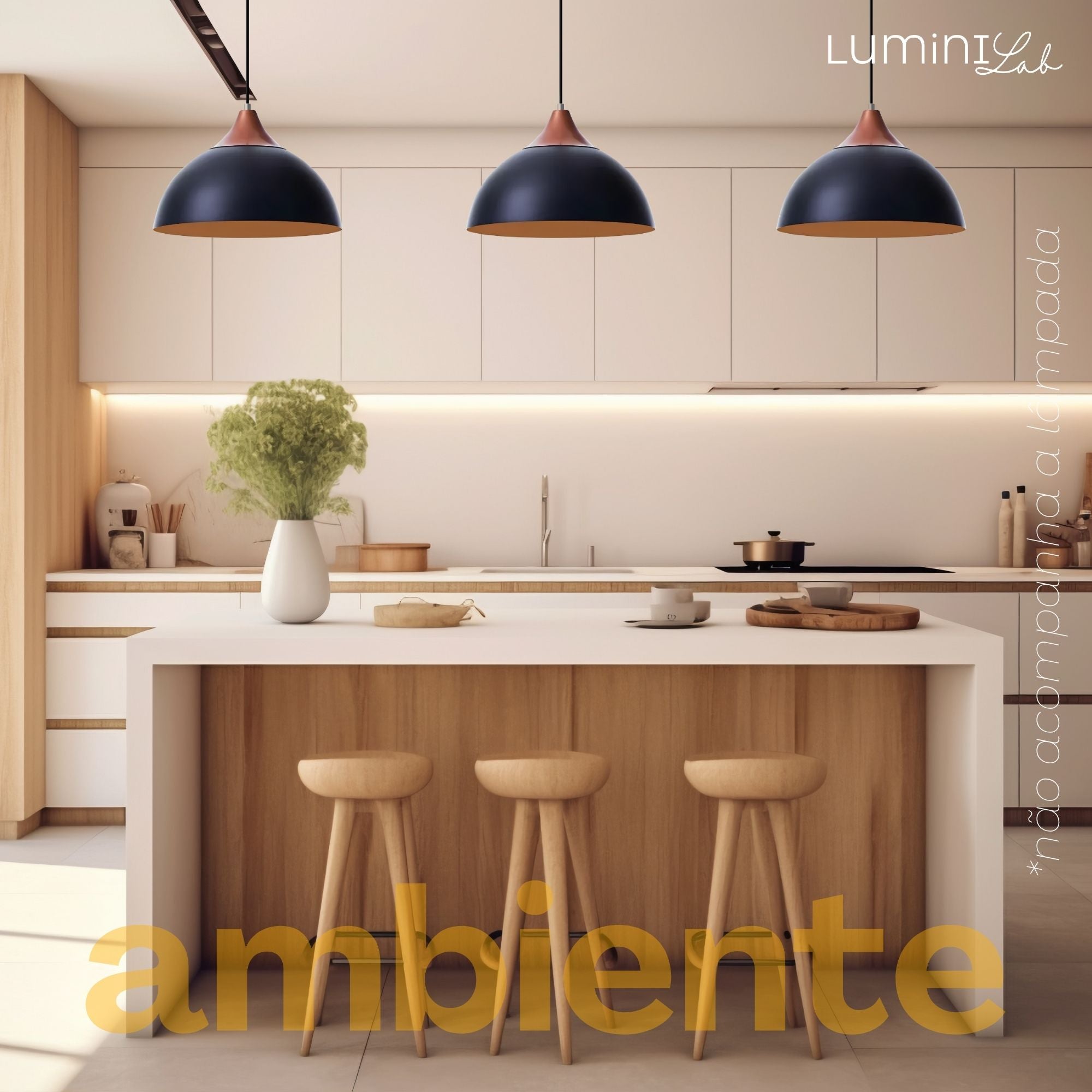 Pendente Industrial Roma Aluminio Teto Cabo 1 metro 1 Luz E27 Bivolt Lumini Lab