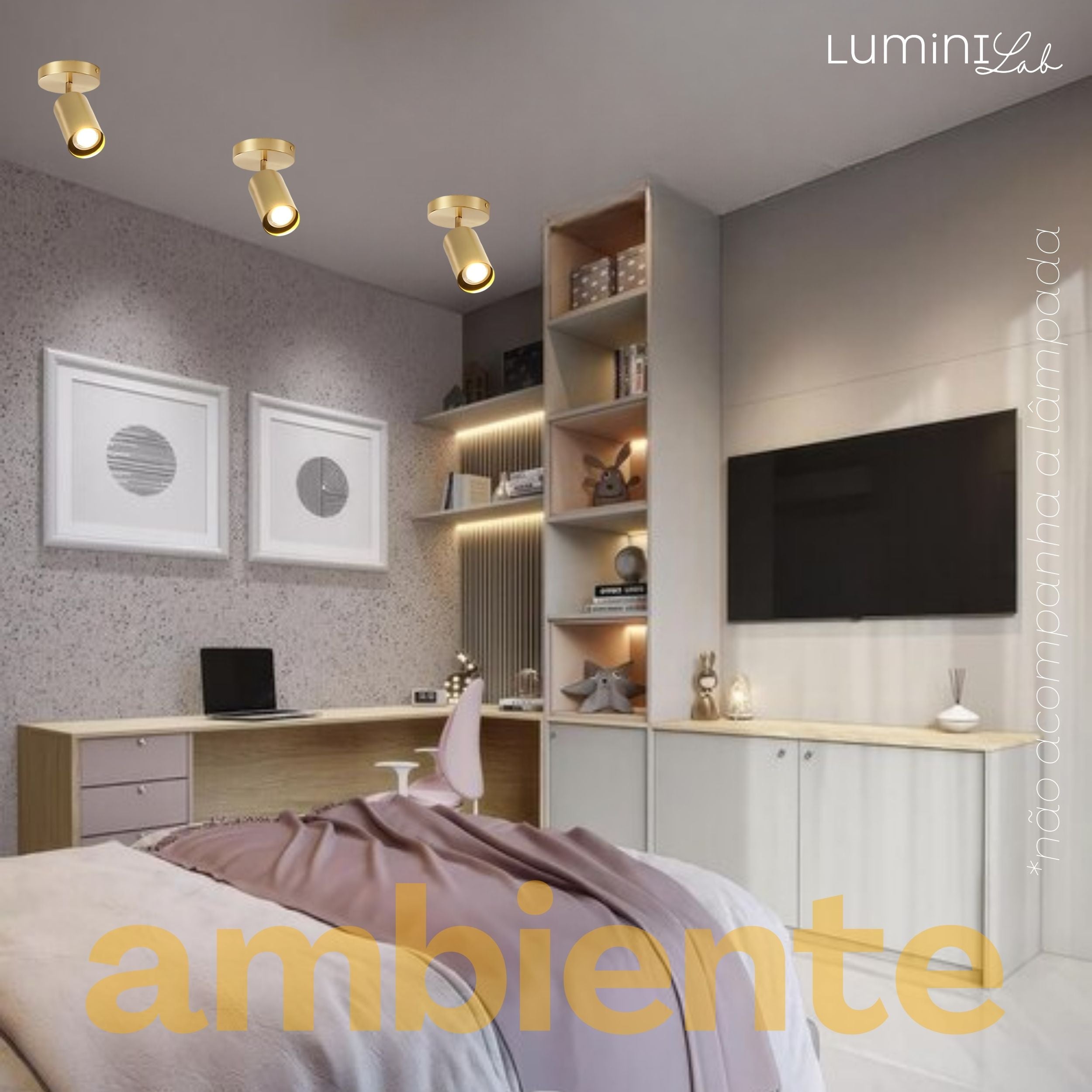 Spot Industrial Aluminio Teto 1 Luz GU10 Bivolt Lumini Lab