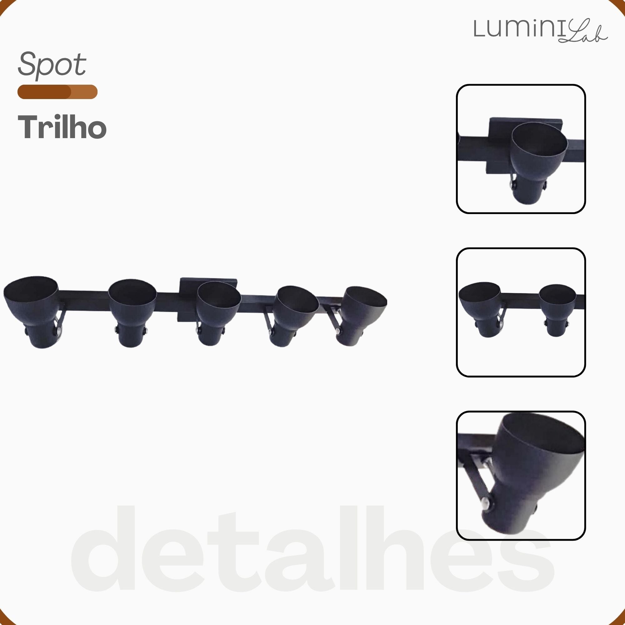 Spot Trilho Popular Aluminio Teto 5 Luzes E27 Bivolt Lumini Lab