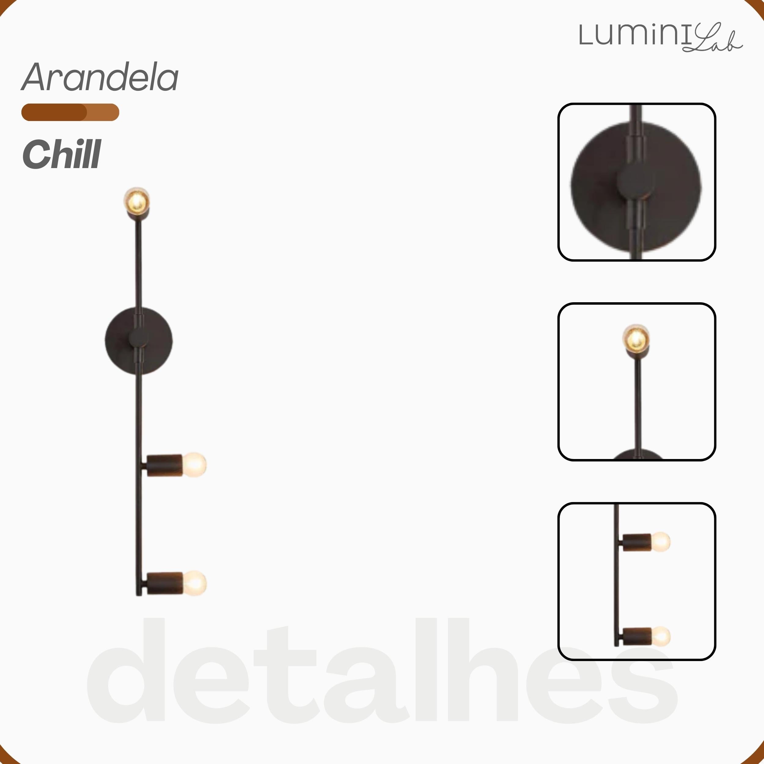 Arandela Chill Aluminio Parede 3 Luzes E27 Bivolt Lumini Lab