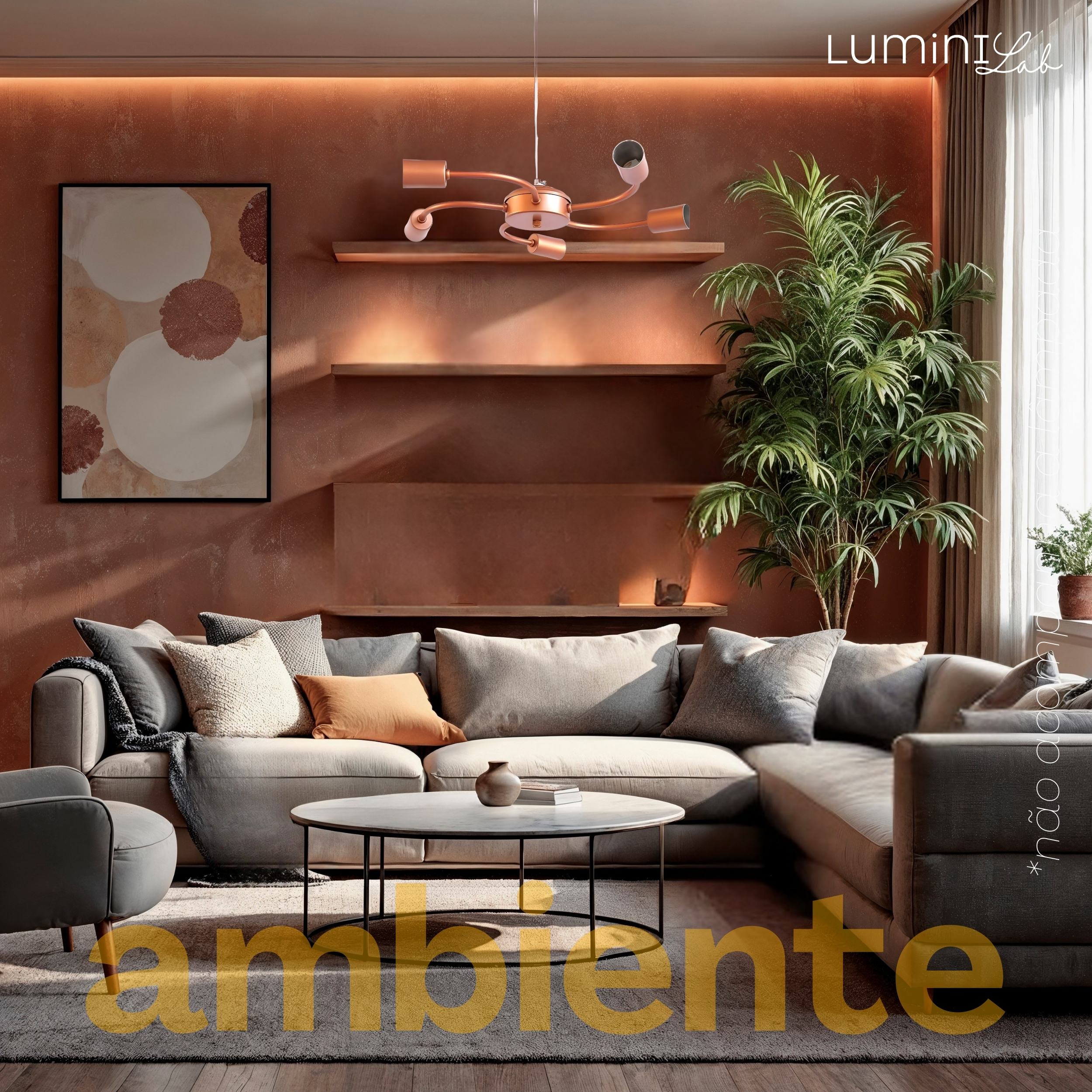 Pendente Master Aluminio Teto Cabo 1 metro 5 Luzes E27 Bivolt Lumini Lab