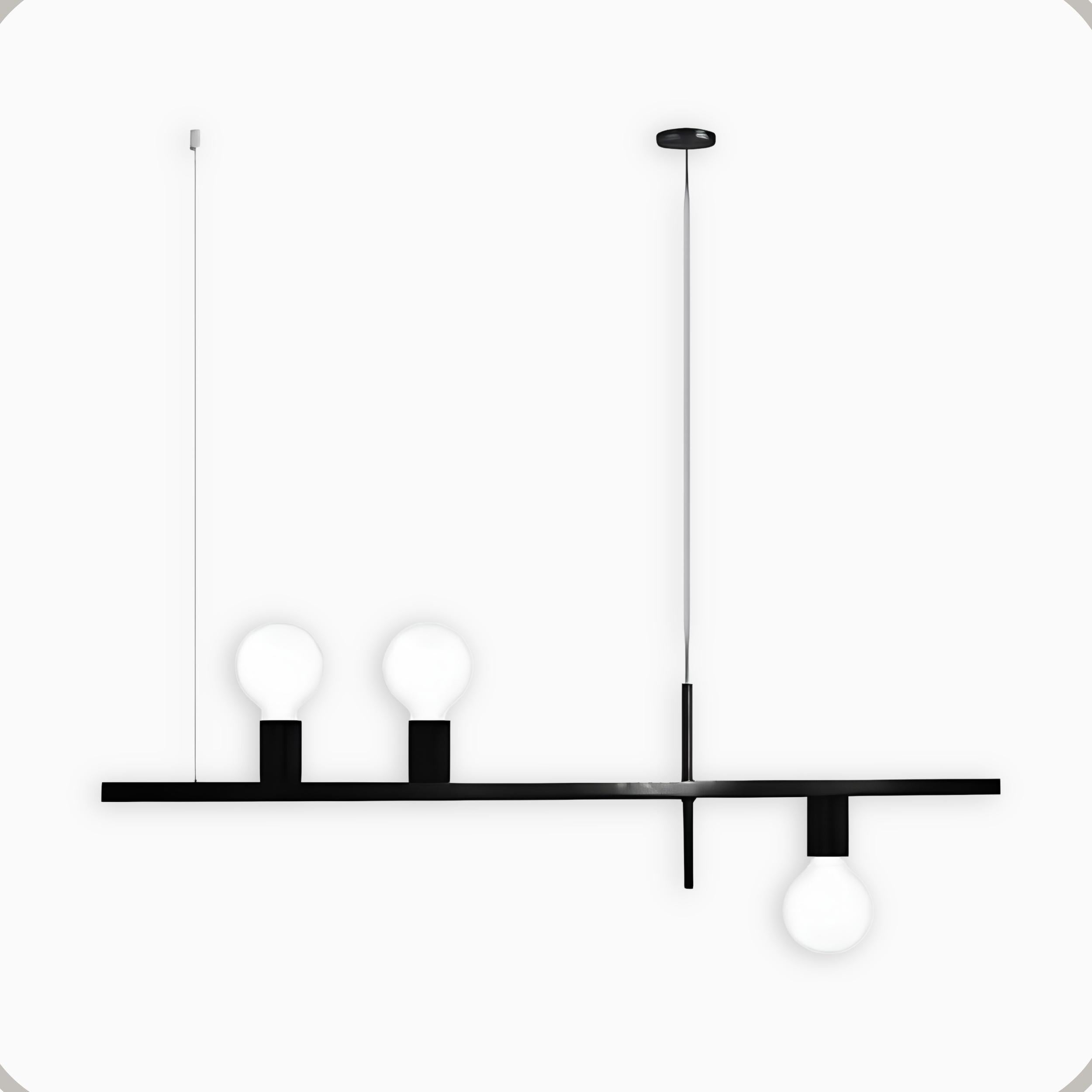 Pendente Linea Aluminio Teto Cabo 1 metro 3 Luzes E27 Bivolt Lumini Lab