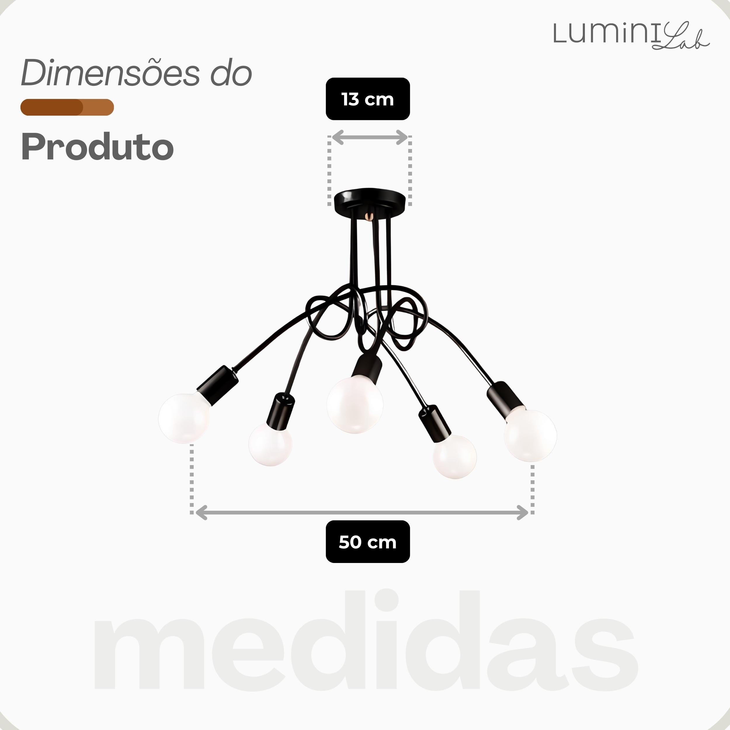 Plafon Laço Aluminio Teto E27 5 Luzes Lumini Lab